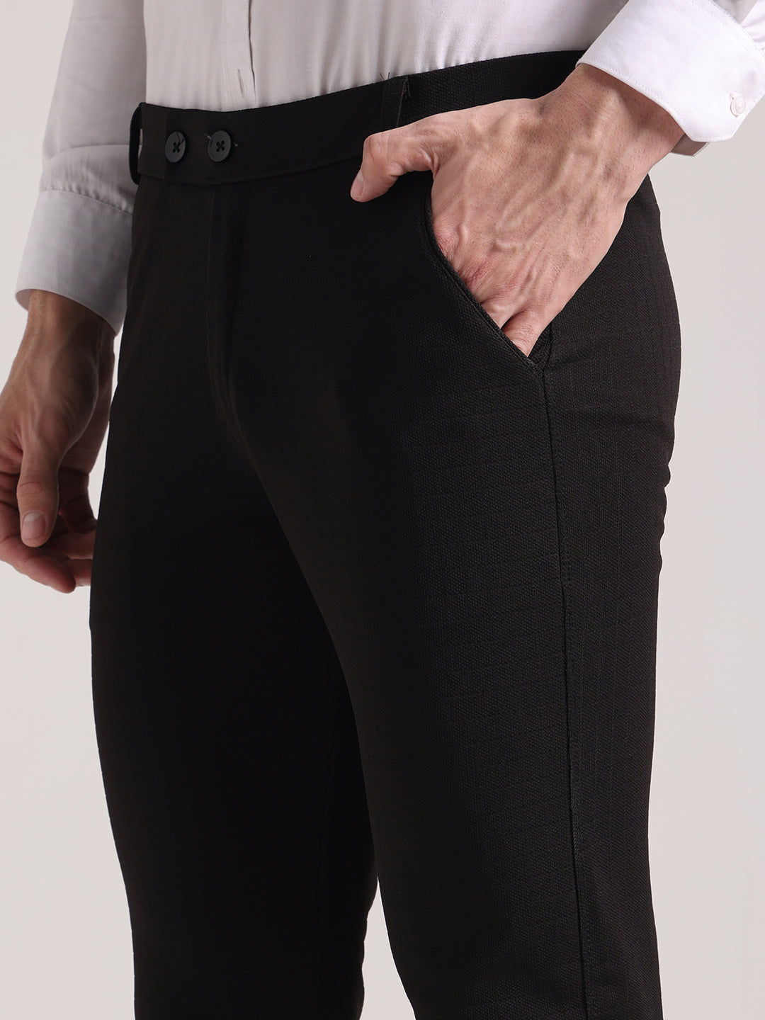 Men's Black Checks Soft Lycra Trousers
