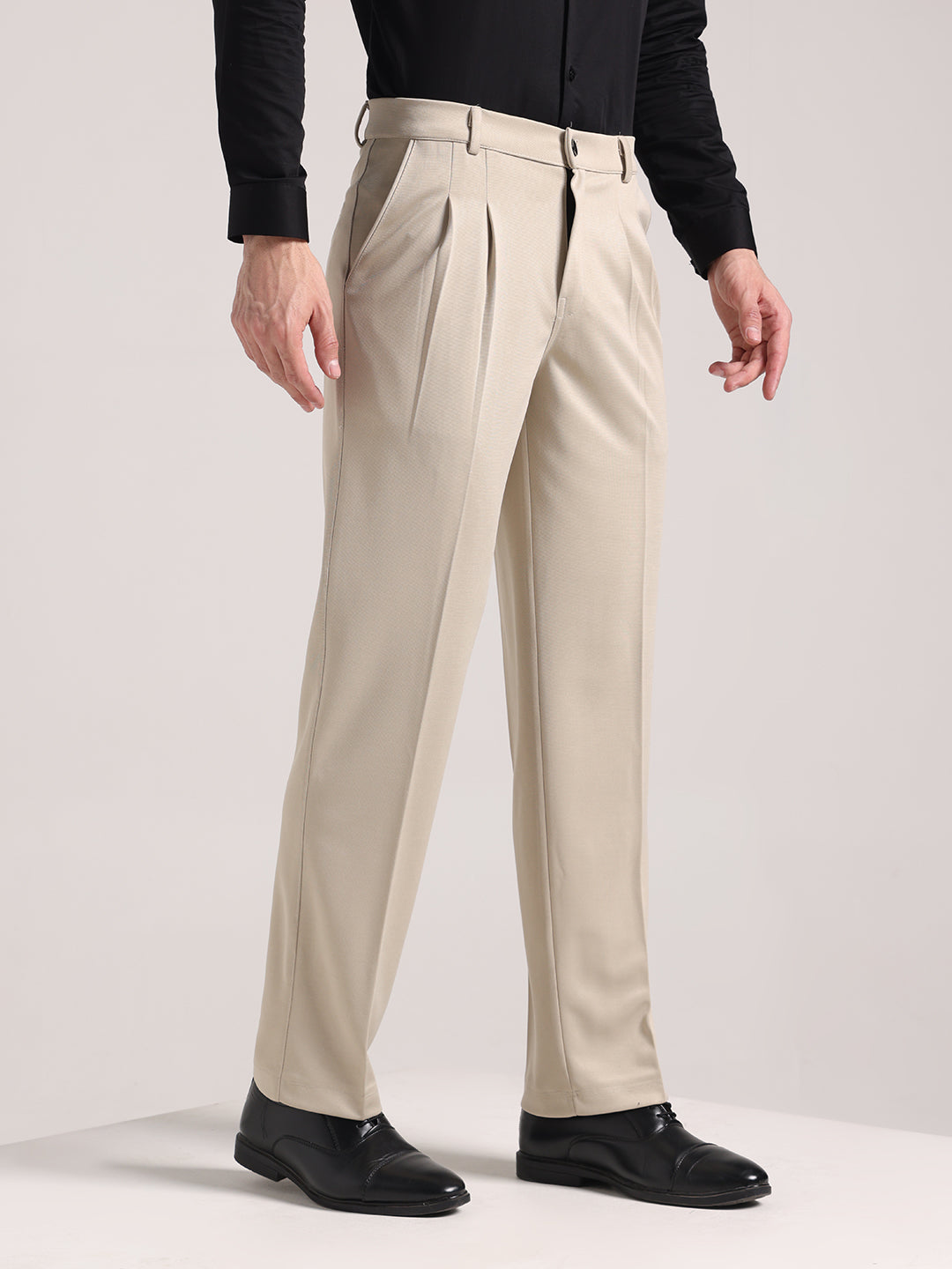 Buy Men Pastel Cream Loose-Fit Korean Trouser Indiclub