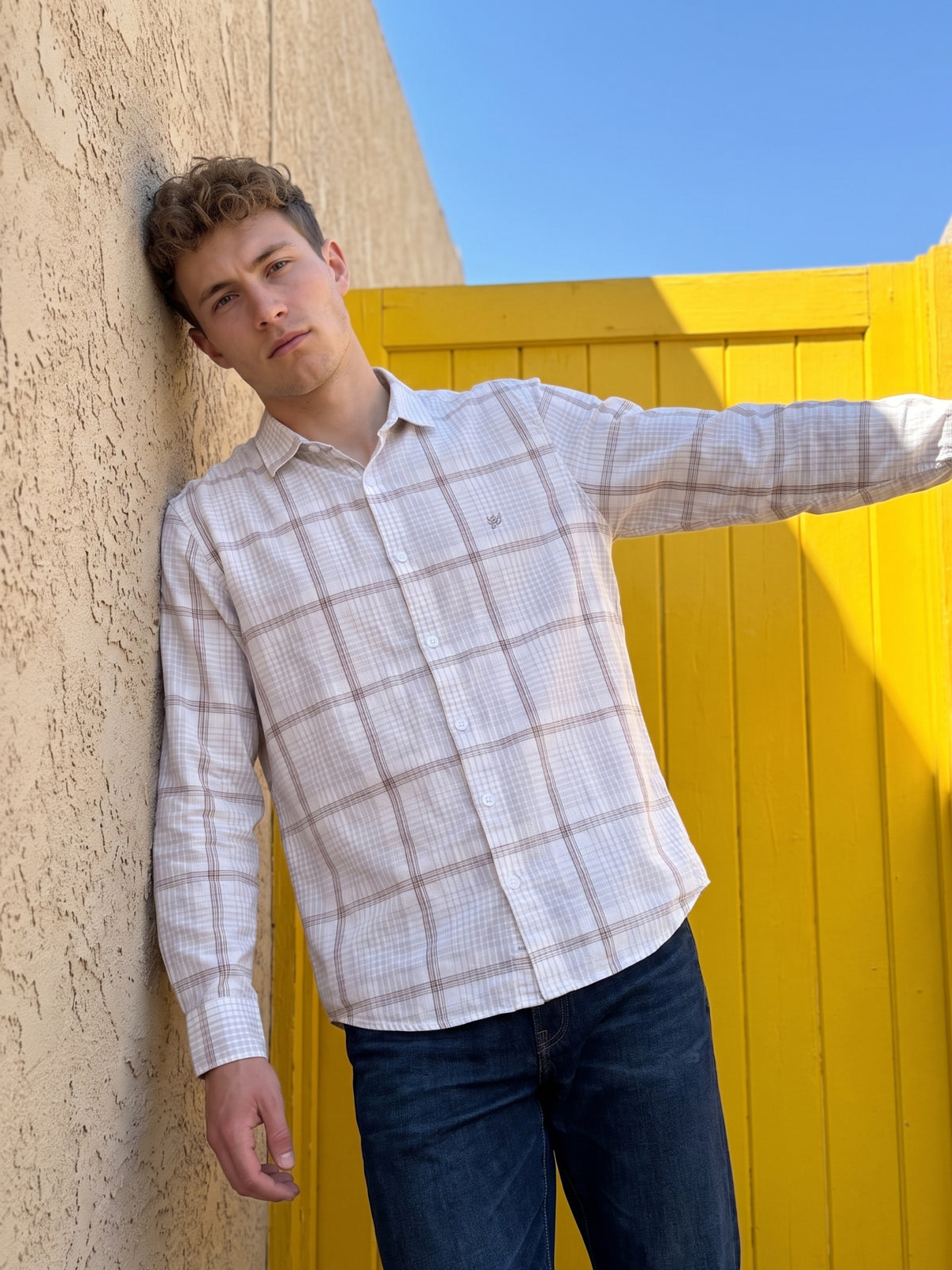 Men's Pink Checked Casual Shirt