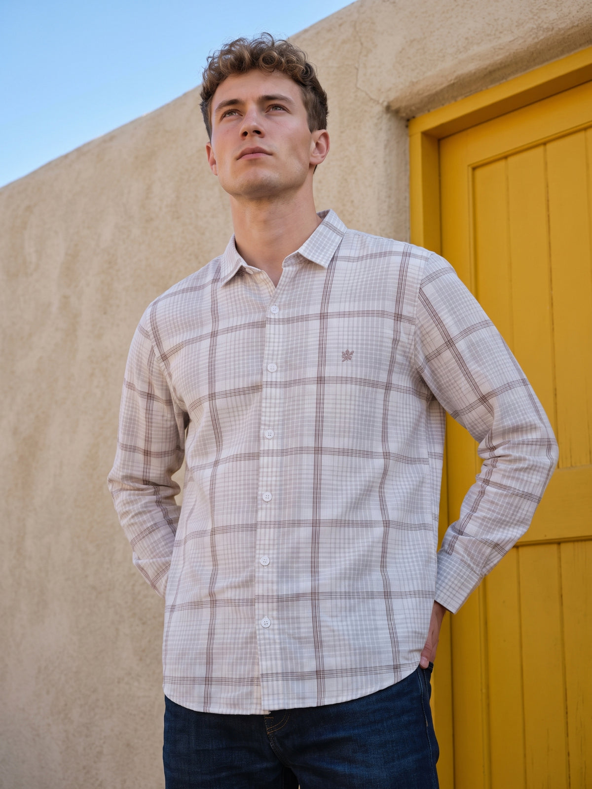 Men's Pink Checked Casual Shirt