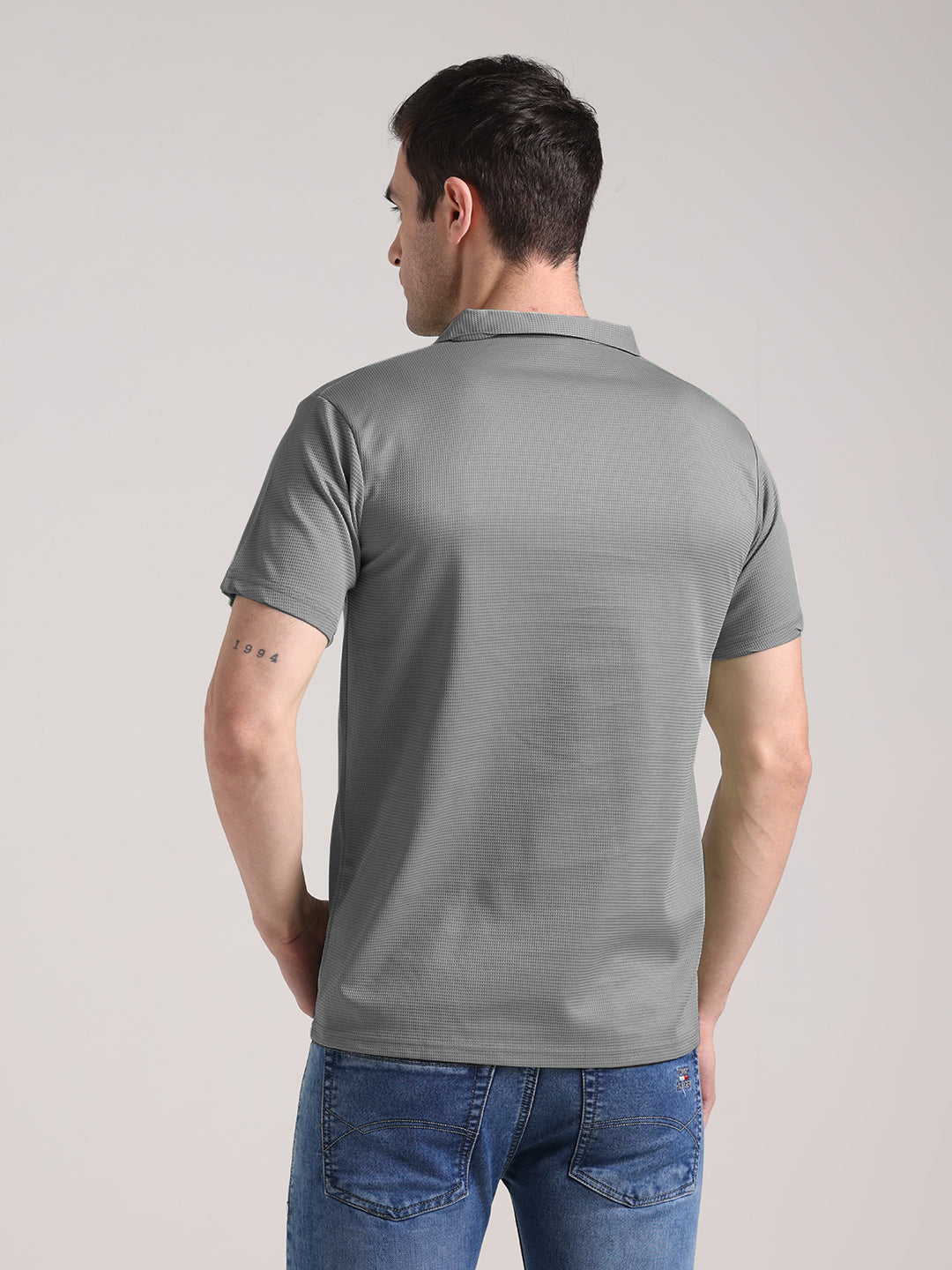 Men's Window Grey Half Sleeve Polo T-Shirt