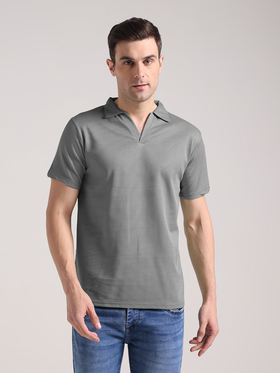 Men's Window Grey Half Sleeve Polo T-Shirt