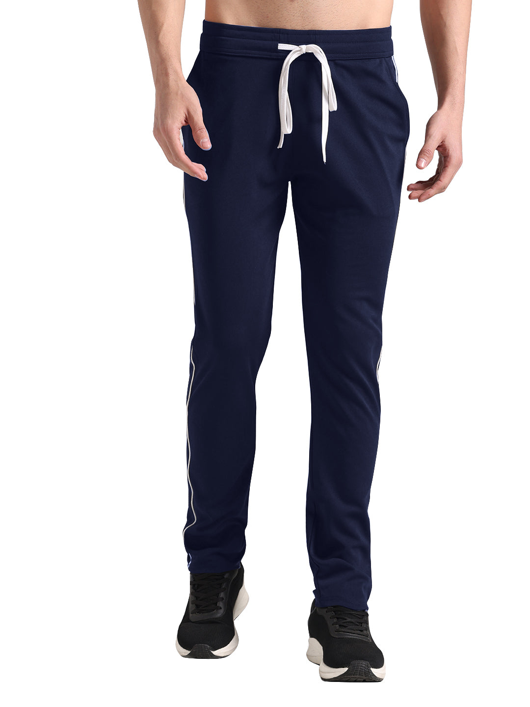 Men's Steel Blue Lycra Chinos Loose-Fit Track Pants