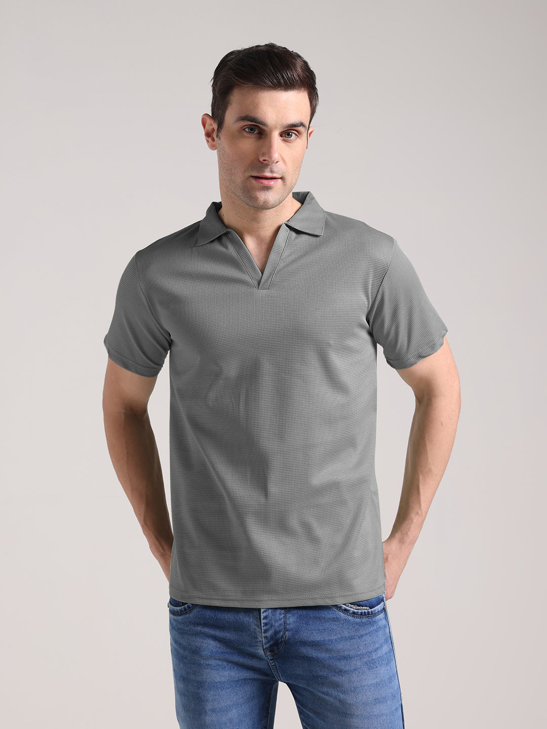 Men's Window Grey Half Sleeve Polo T-Shirt