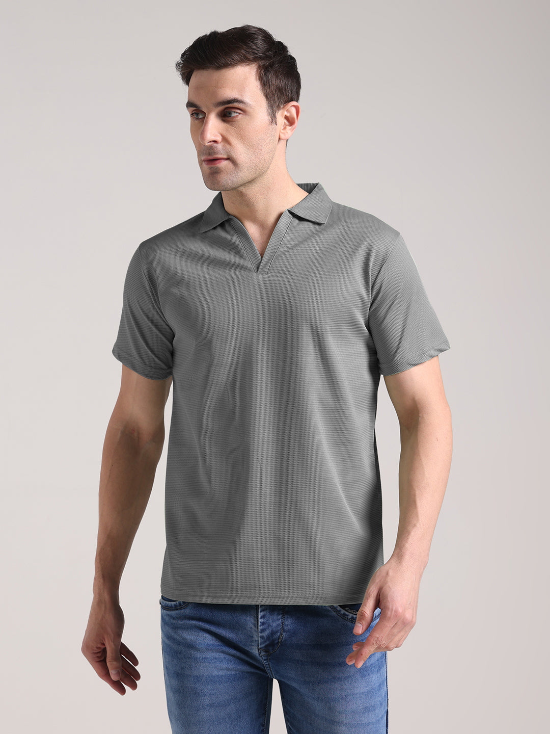 Men's Window Grey Half Sleeve Polo T-Shirt