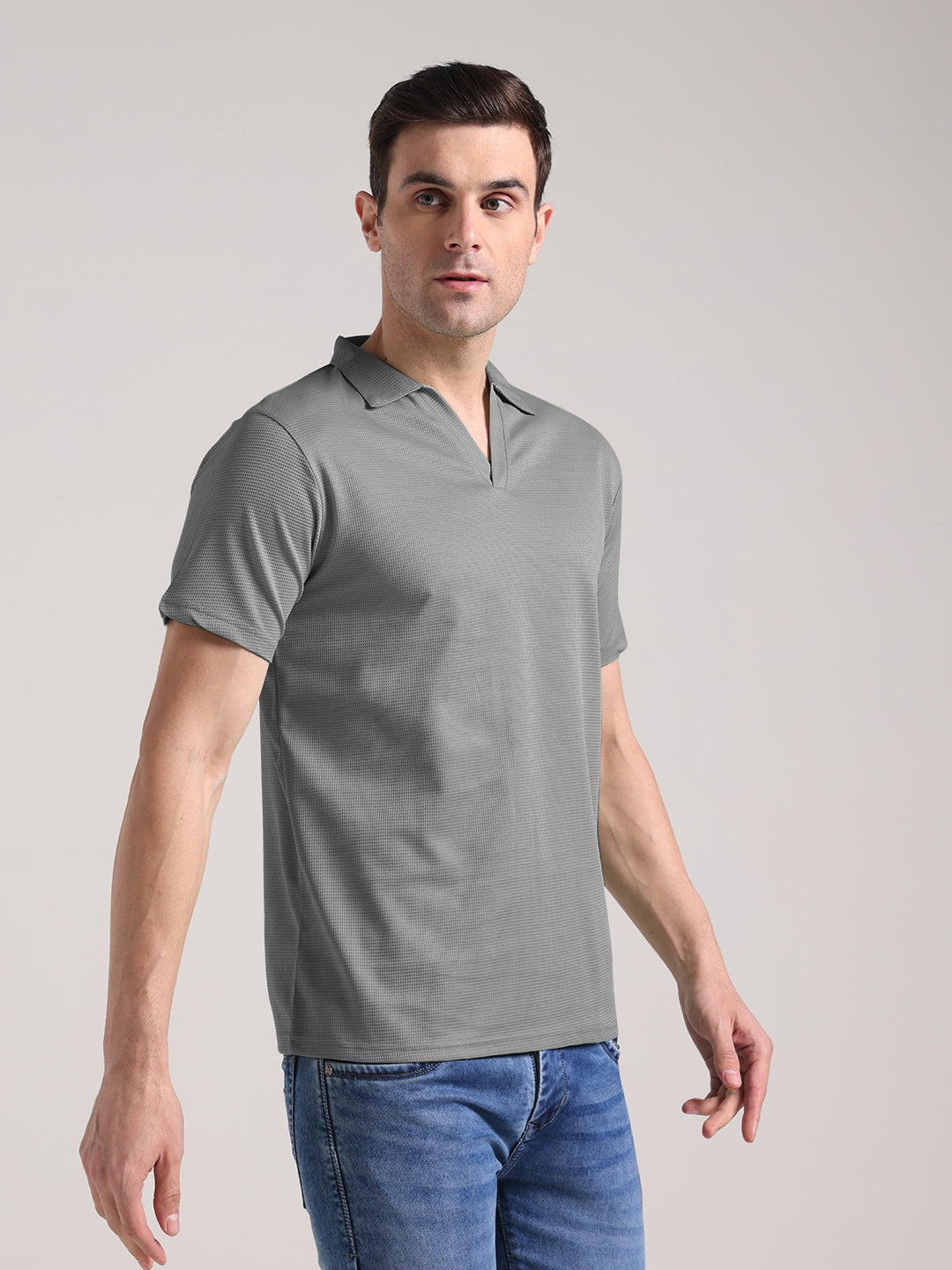 Men's Window Grey Half Sleeve Polo T-Shirt