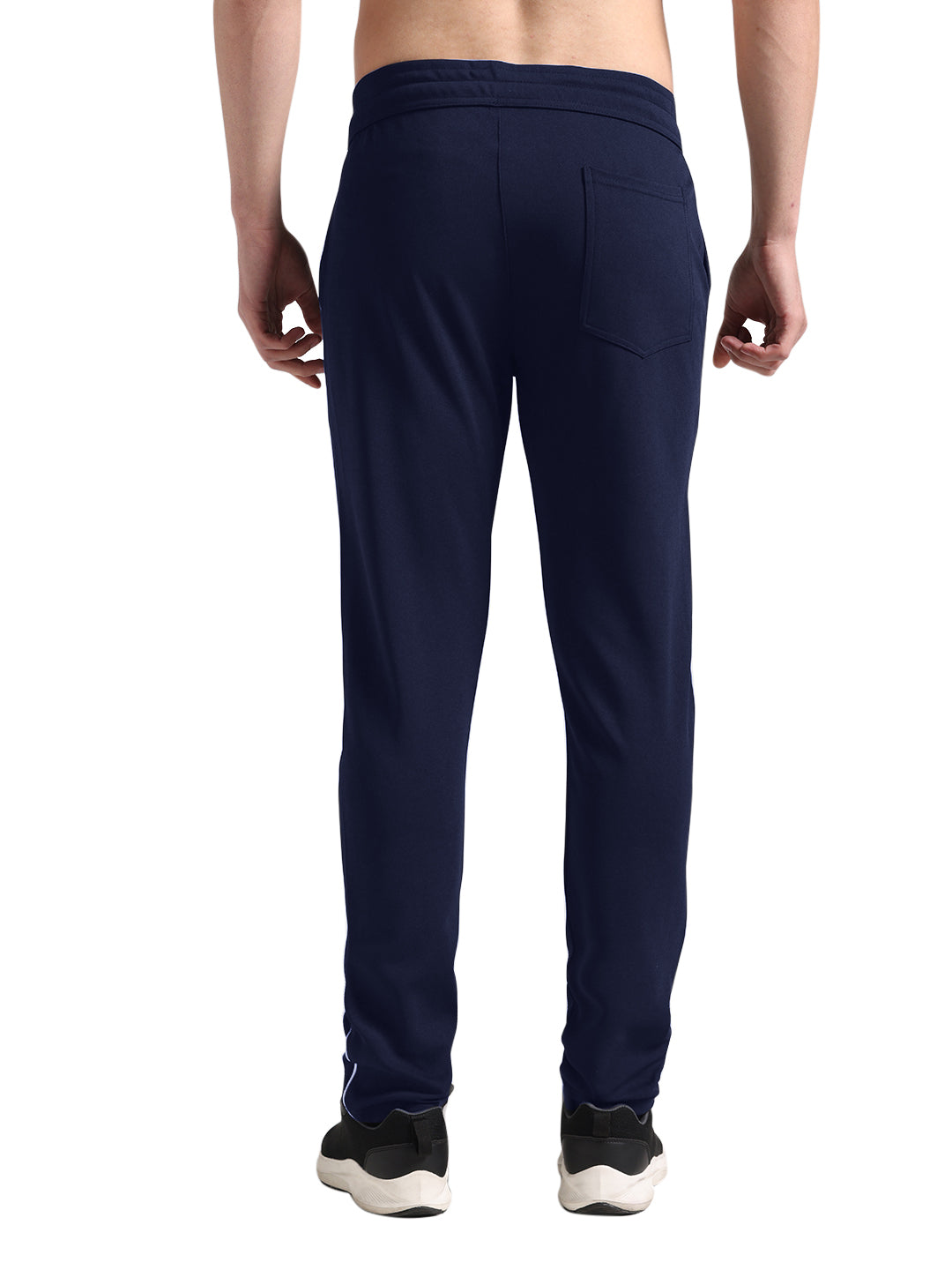 Men's Steel Blue Lycra Chinos Loose-Fit Track Pants