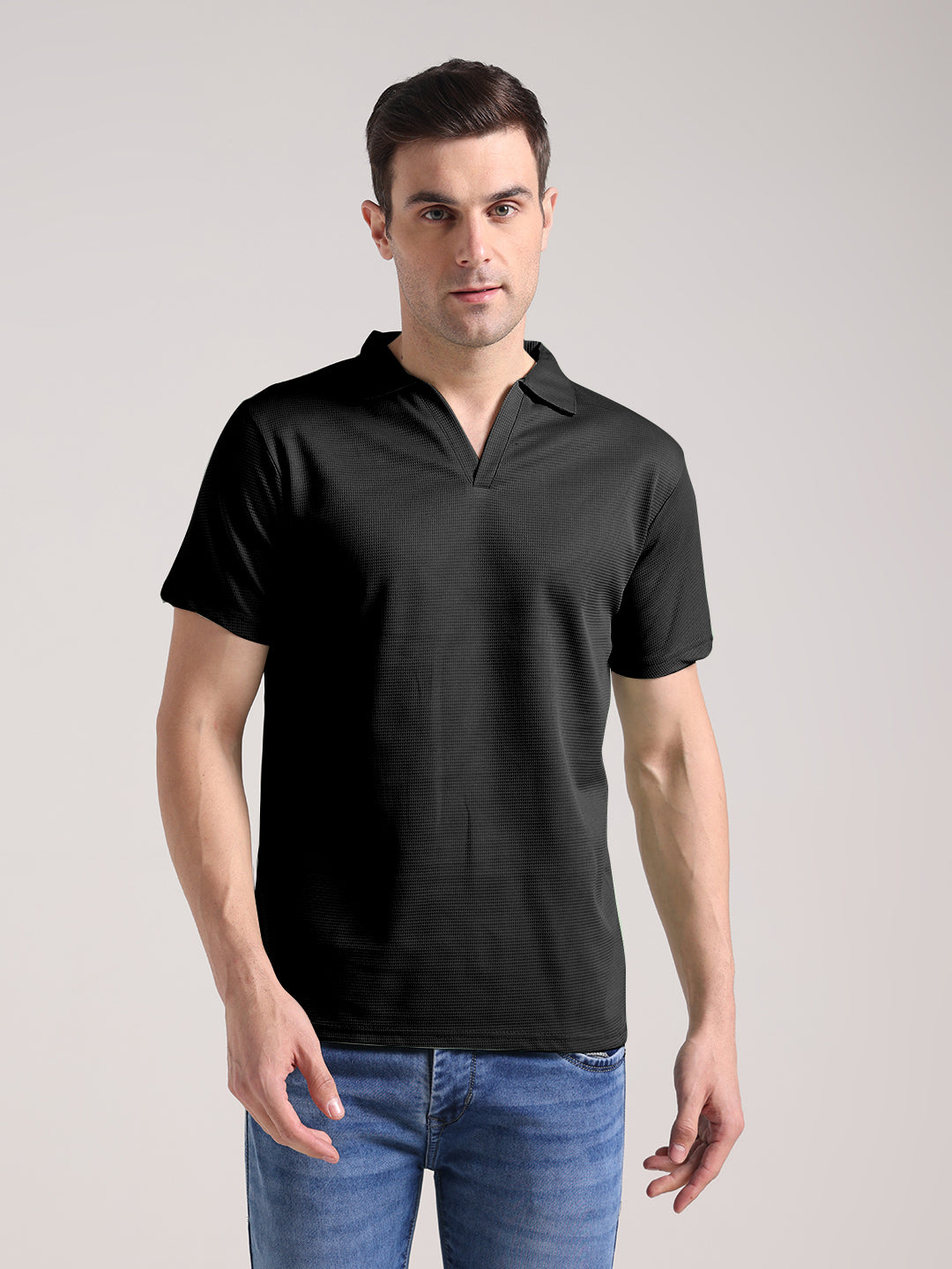 Men's Black Half Sleeve Polo T-Shirt