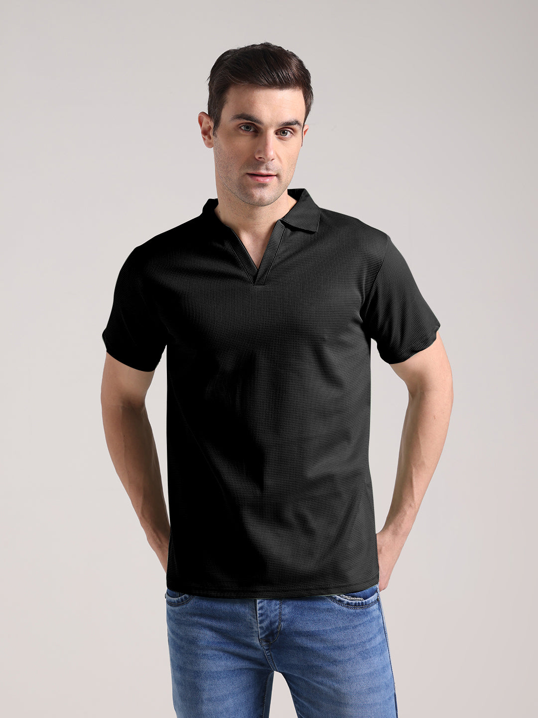 Men's Black Half Sleeve Polo T-Shirt