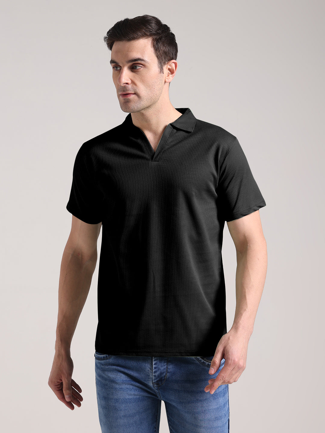 Men's Black Half Sleeve Polo T-Shirt