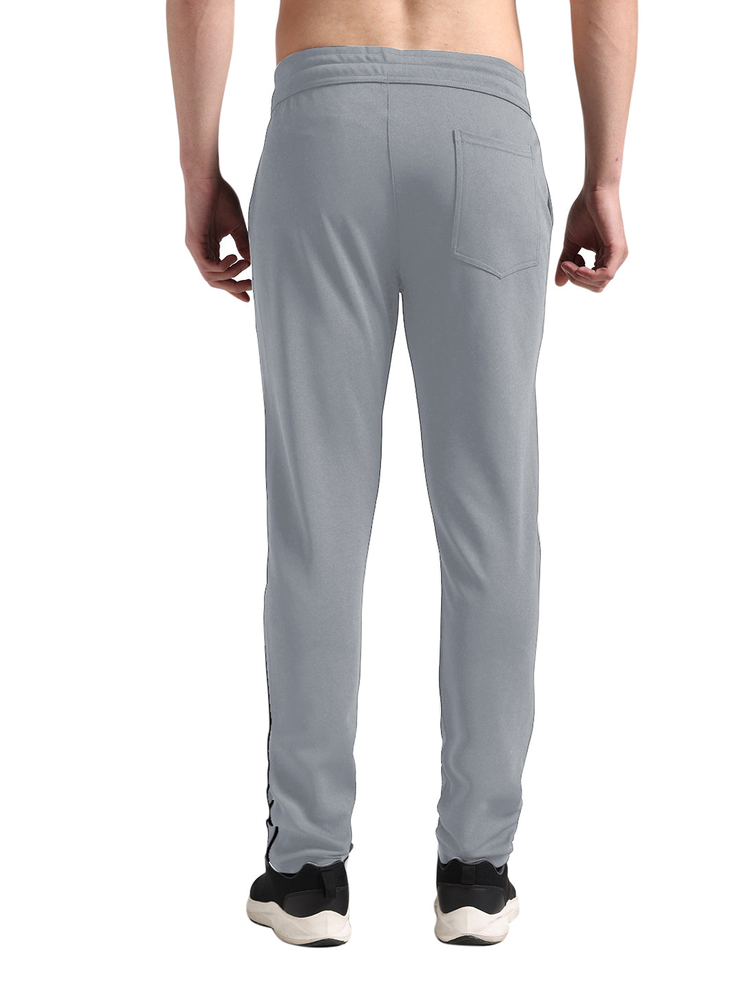 Men's Pale Grey Lycra Chinos Loose-Fit Track Pants