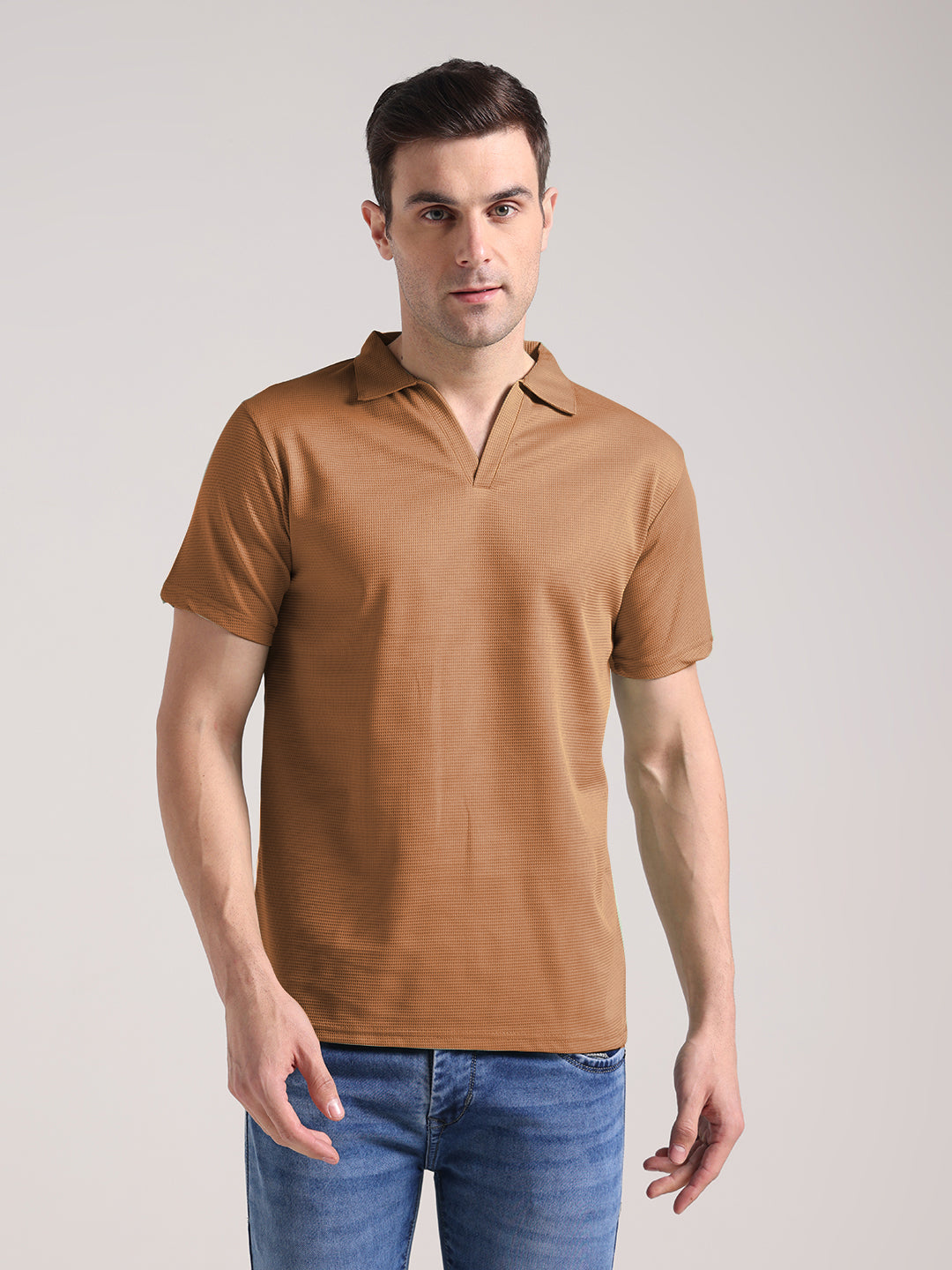 Men's Olive Brown Half Sleeve Polo T-Shirt