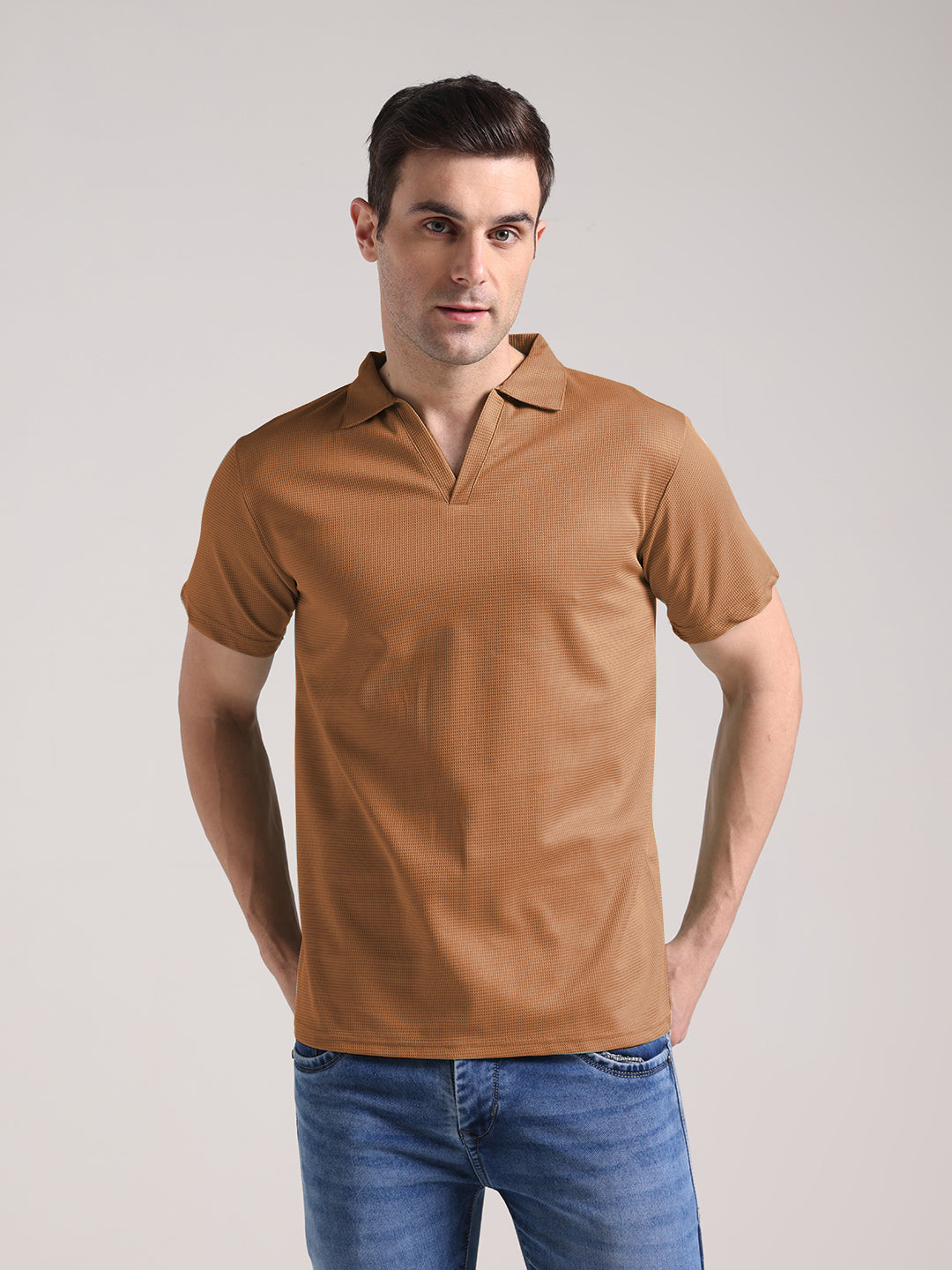Men's Olive Brown Half Sleeve Polo T-Shirt