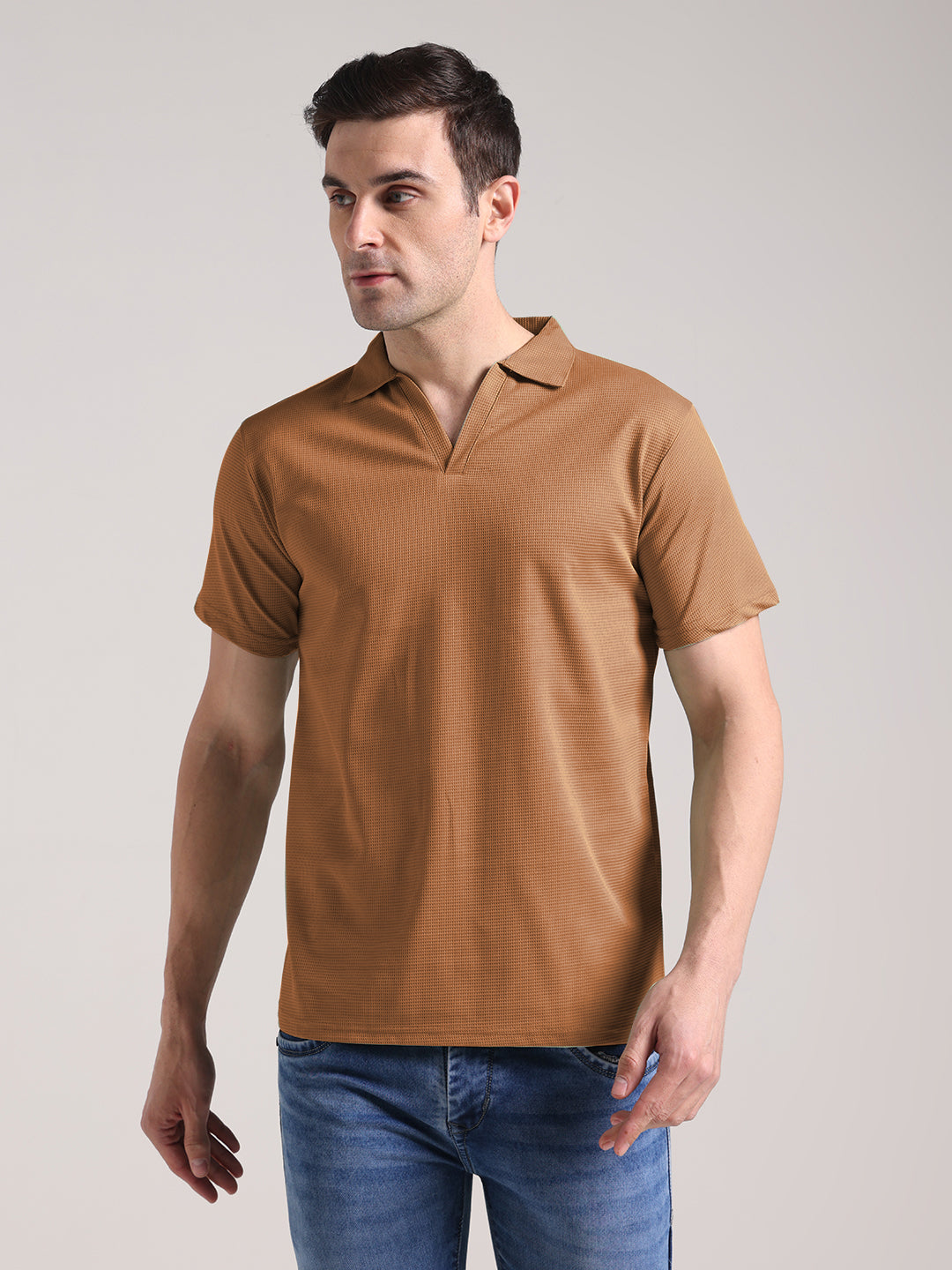Men's Olive Brown Half Sleeve Polo T-Shirt