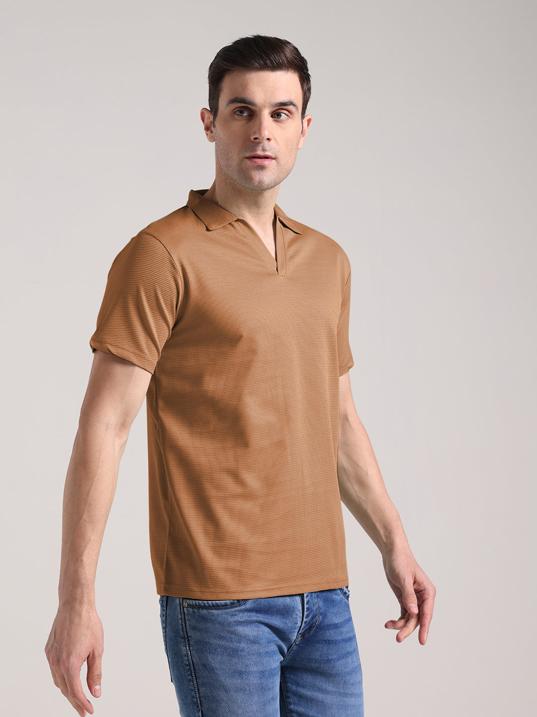Men's Olive Brown Half Sleeve Polo T-Shirt
