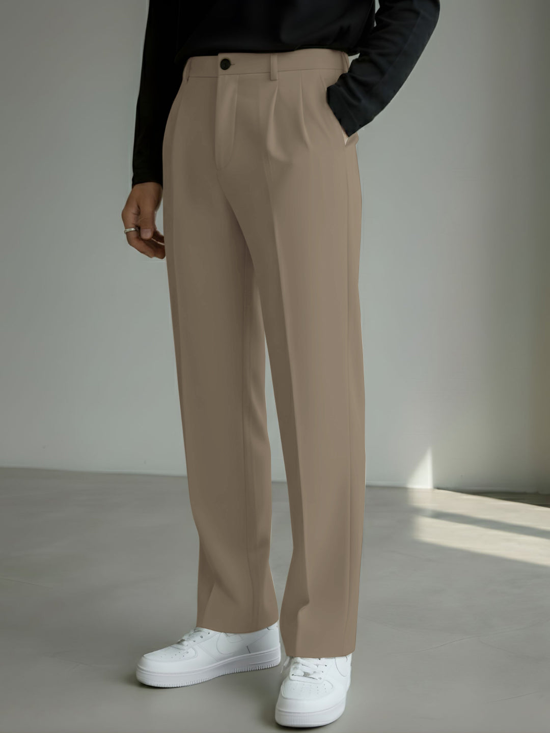 Men's Brown Loose-Fit Korean Trouser