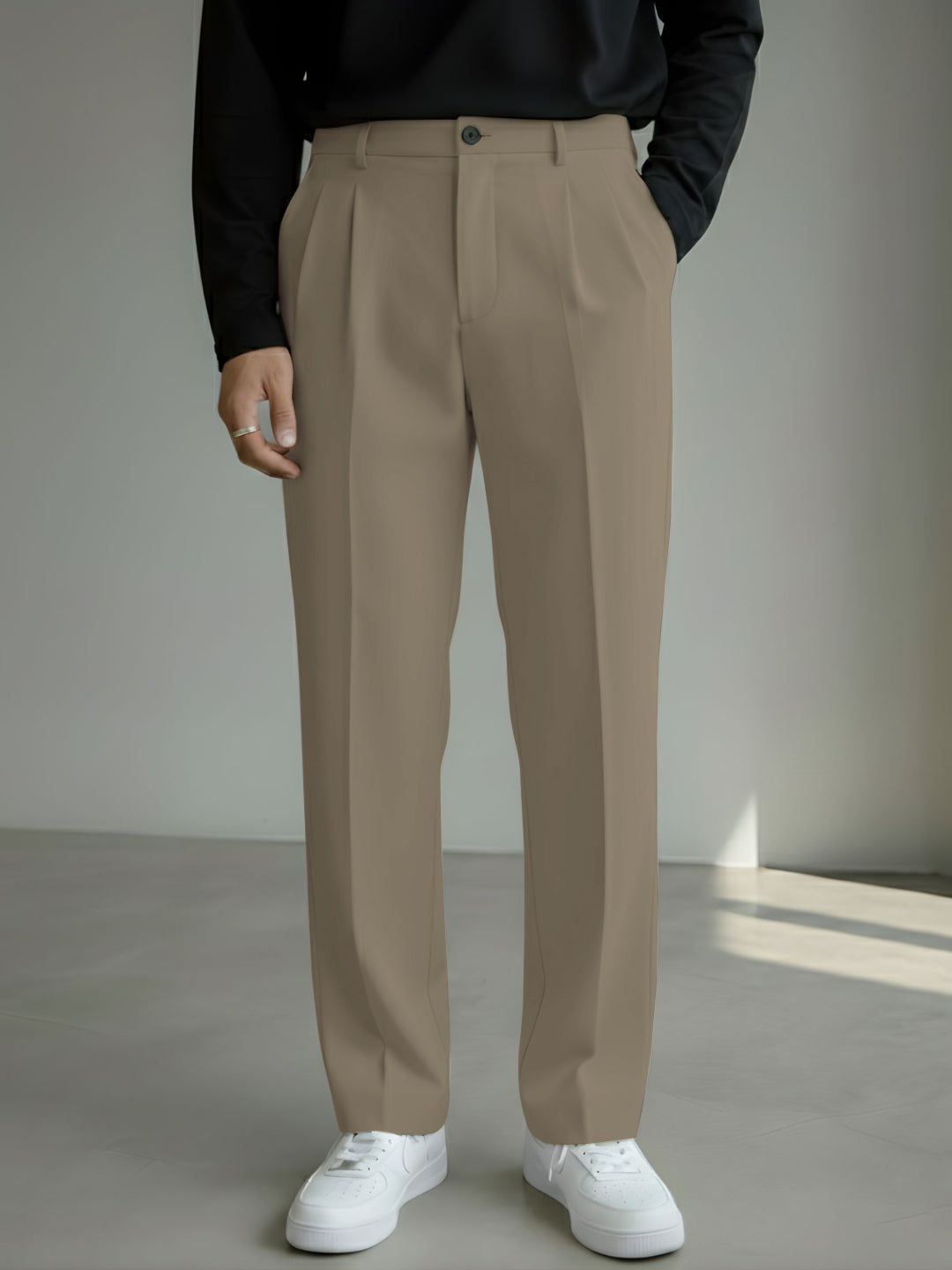 Men's Brown Loose-Fit Korean Trouser