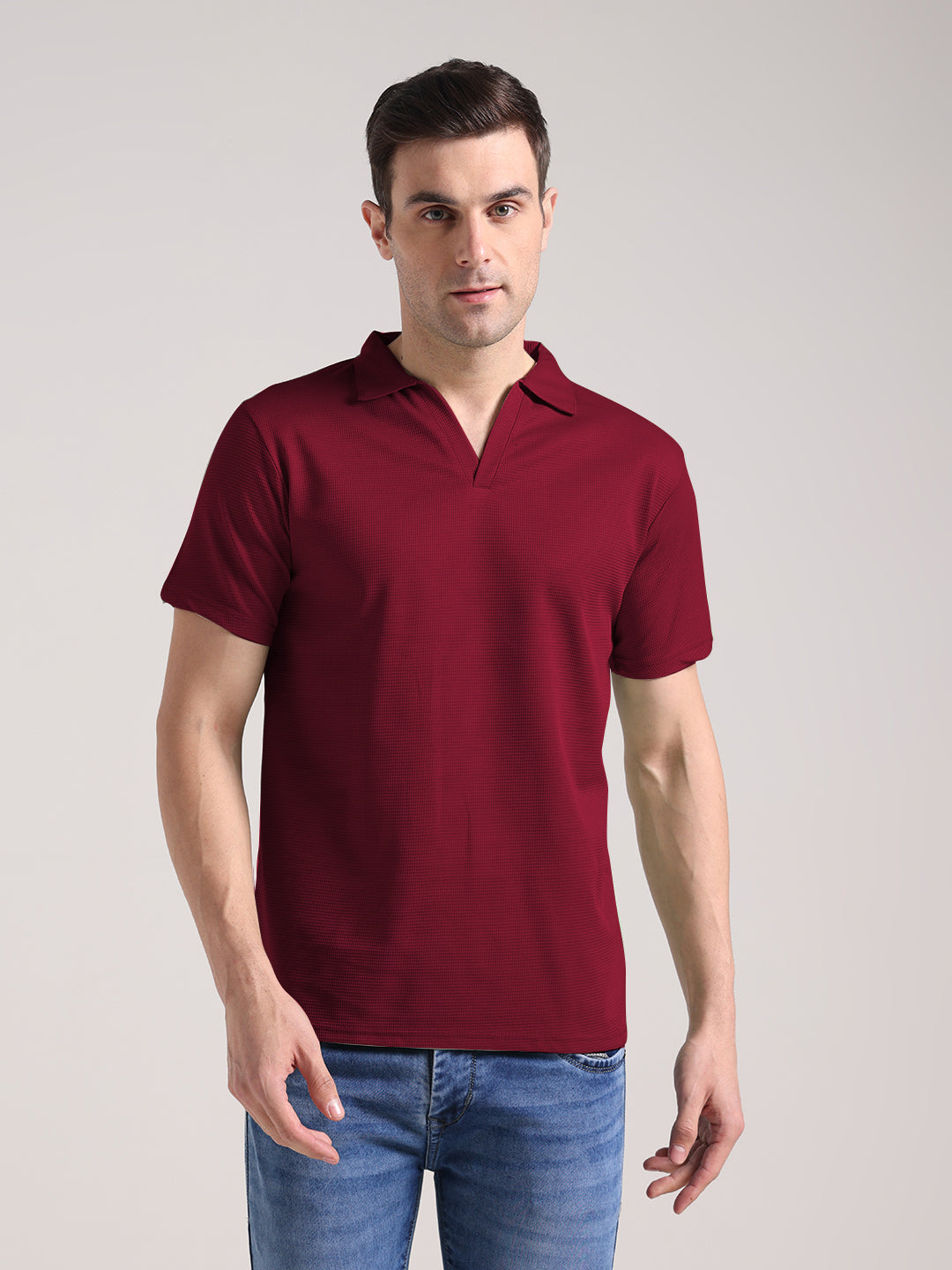 Men's Maroon Half Sleeve Polo T-Shirt