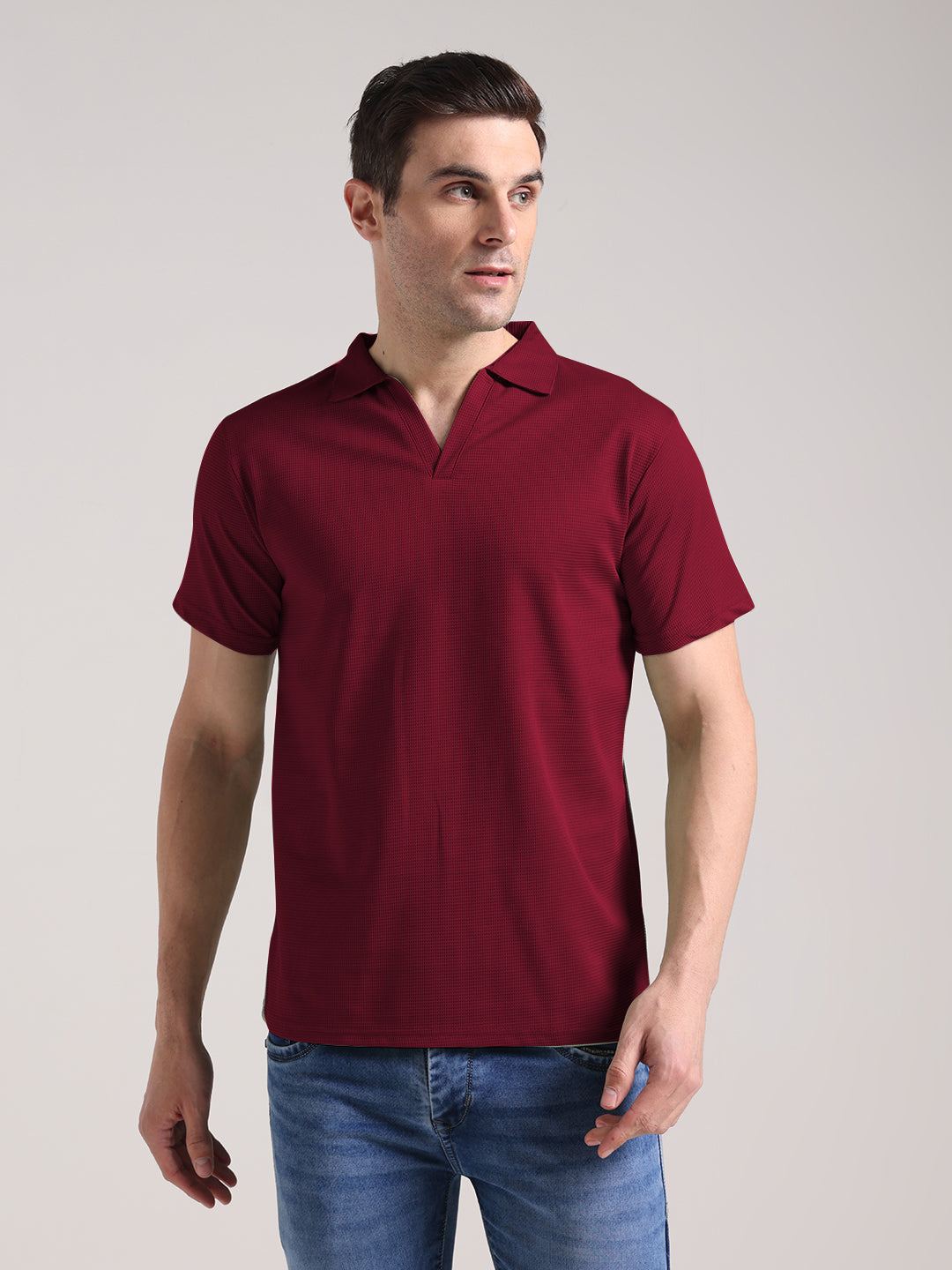 Men's Maroon Half Sleeve Polo T-Shirt