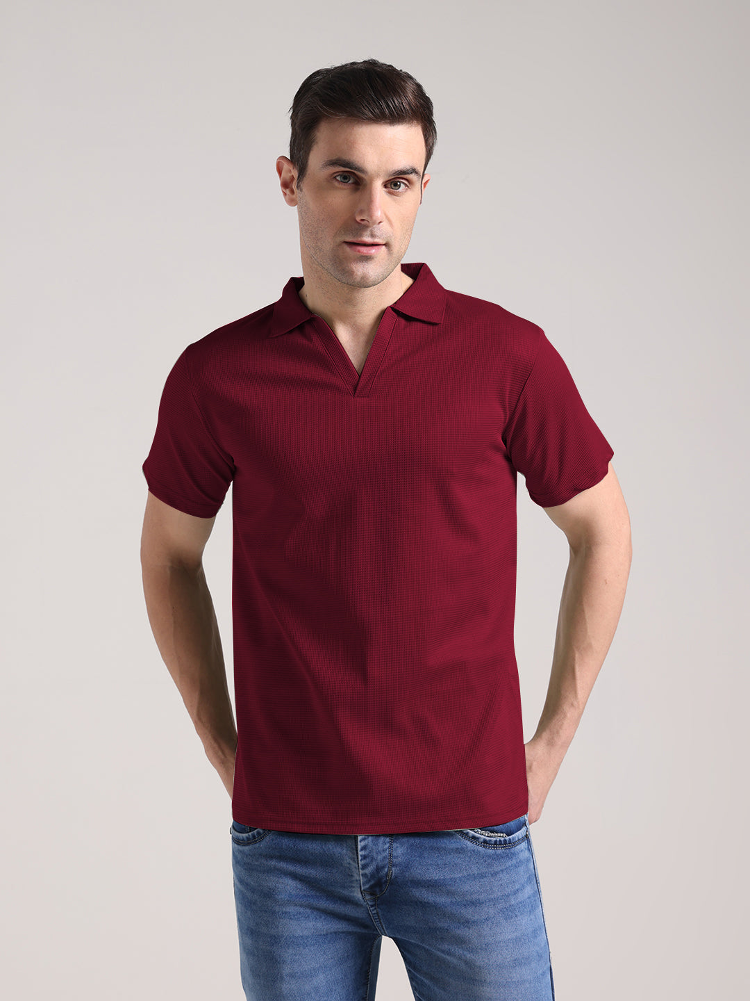Men's Maroon Half Sleeve Polo T-Shirt