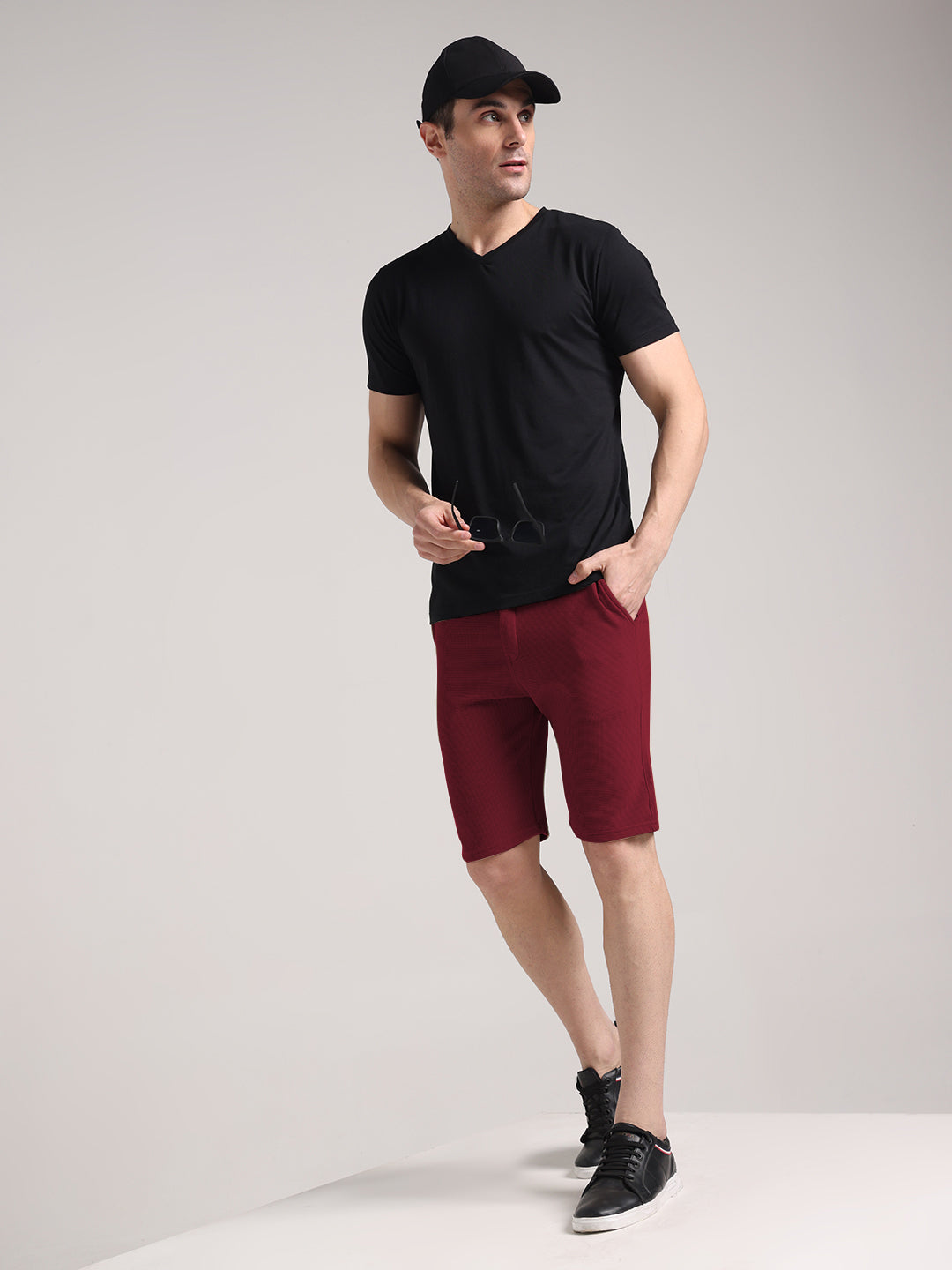 Men's Maroon Outer Mesh Shorts
