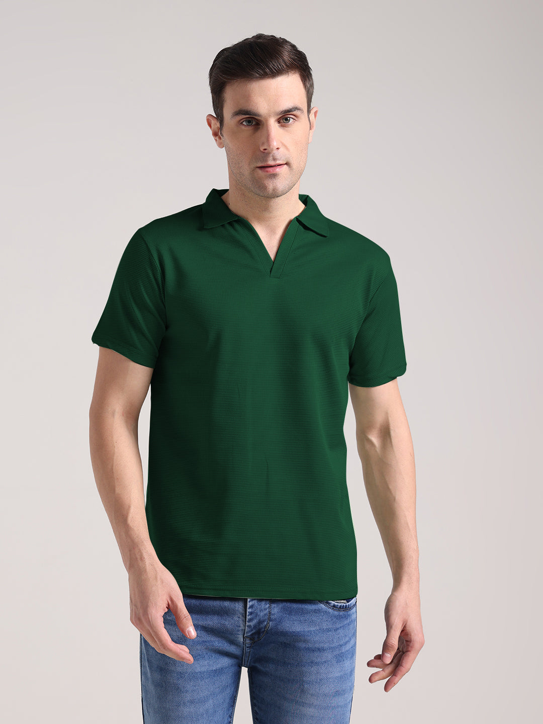 Men's Fire Green Half Sleeve Polo T-Shirt