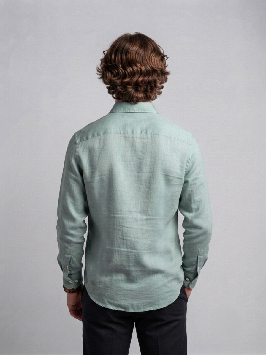 Men's Classic Poly-Linen Solid Shirt - Muted Sage Green