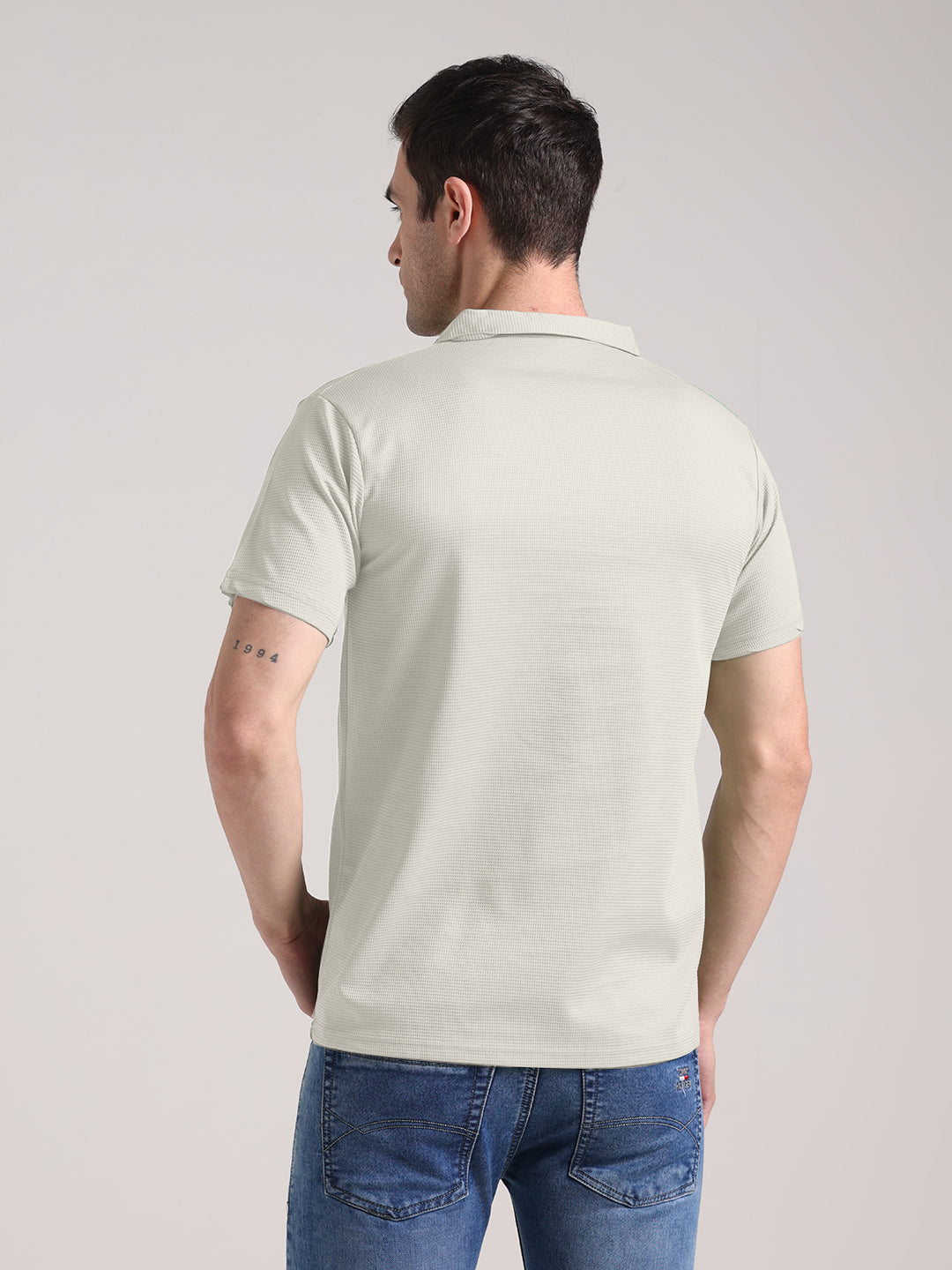 Men's Pale Grey Half Sleeve Polo T-Shirt