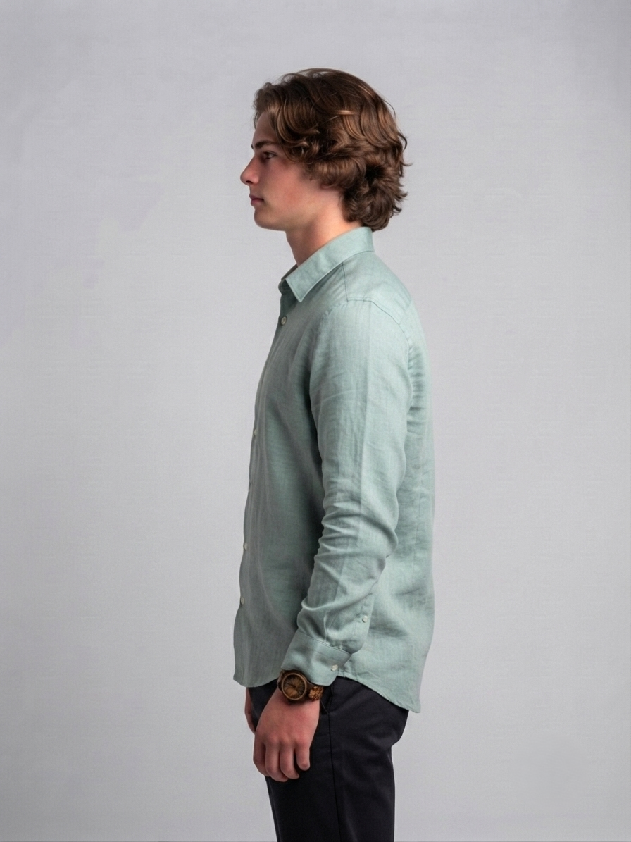Men's Classic Poly-Linen Solid Shirt - Muted Sage Green