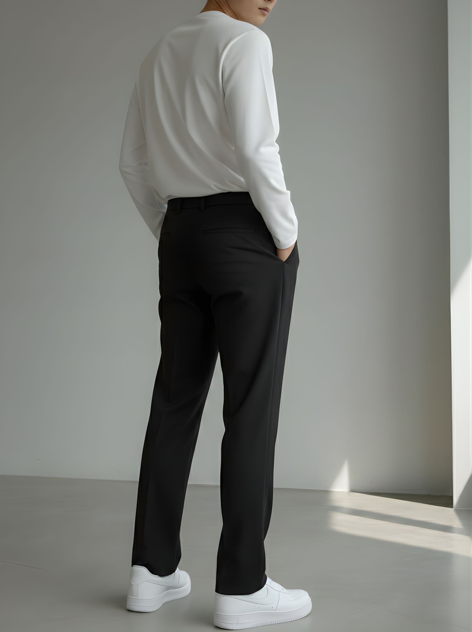 Men's Graphite Black Loose-Fit Korean Trouser