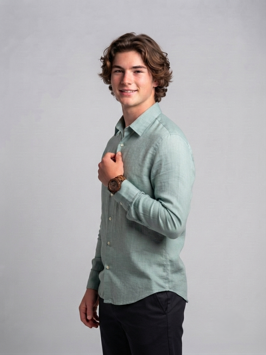 Men's Classic Poly-Linen Solid Shirt - Muted Sage Green