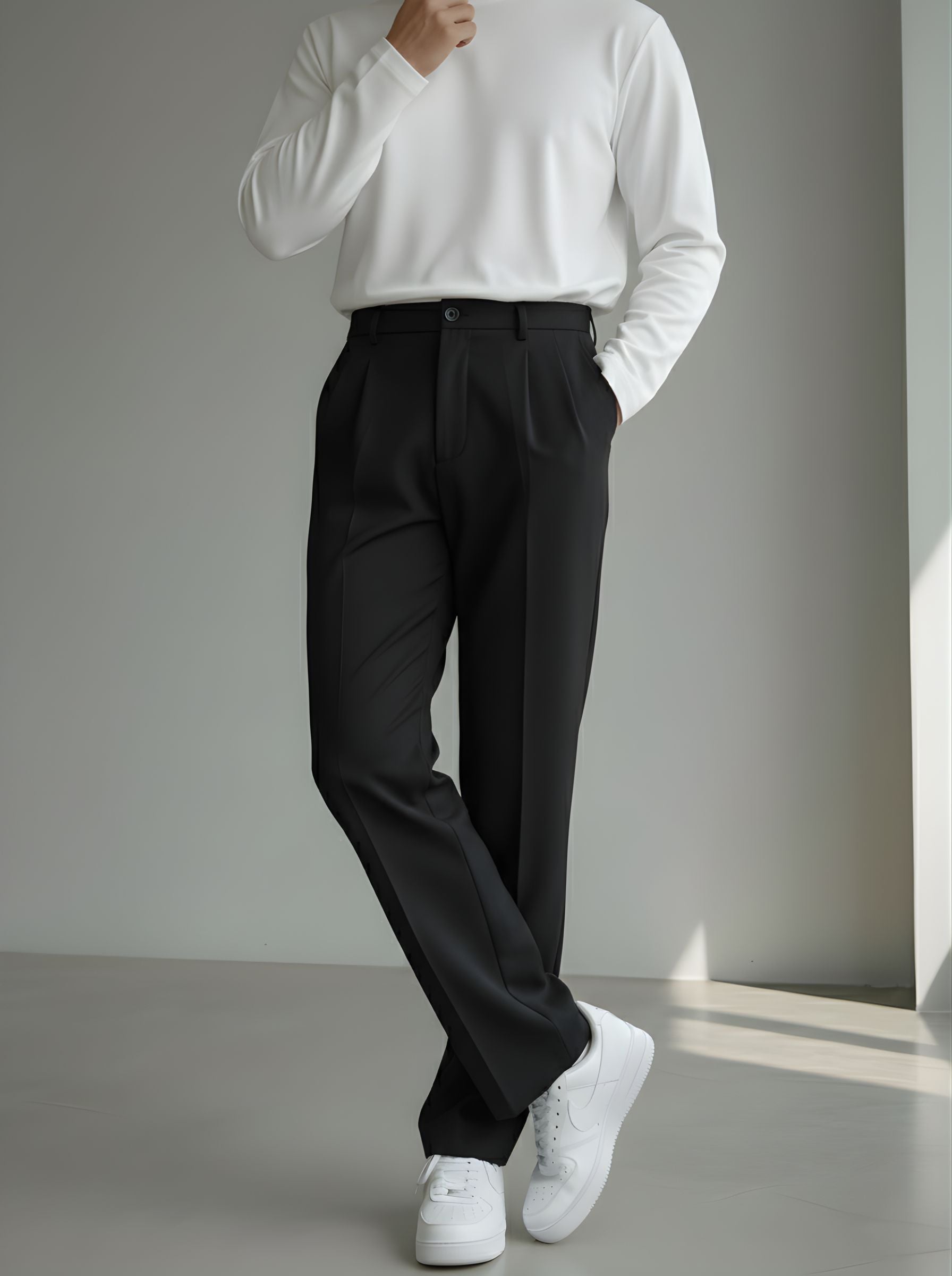 Men's Graphite Black Loose-Fit Korean Trouser