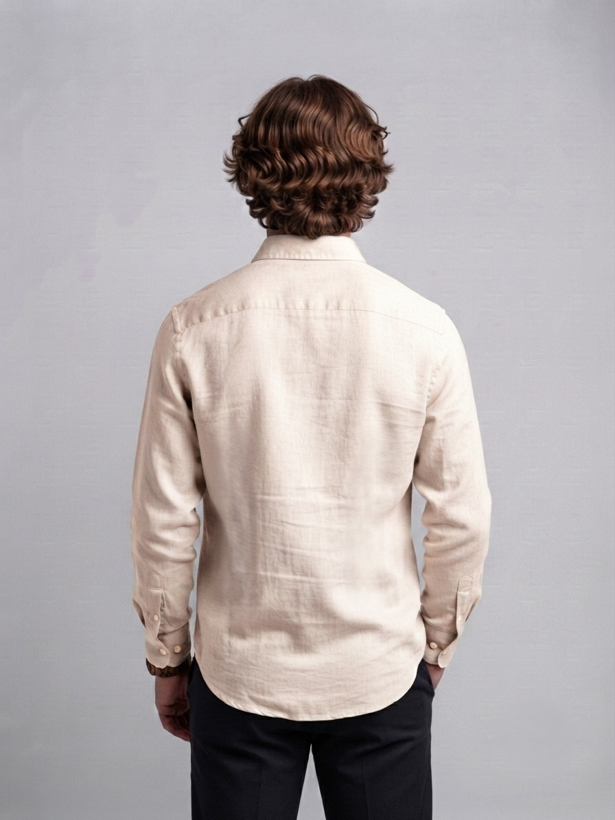 Men's Classic Poly-Linen Solid Shirt - Natural Cream