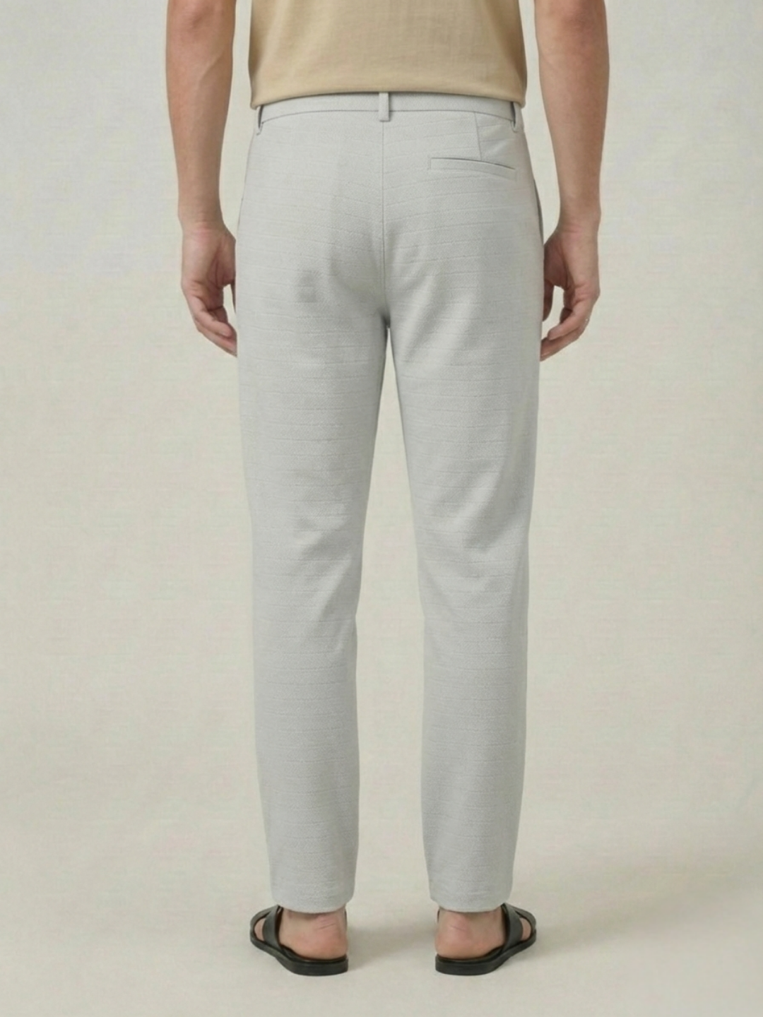 Men's Pale Grey Checks Soft Lycra Trousers