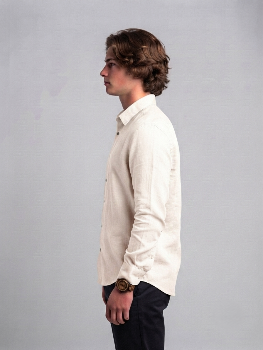 Men's Classic Poly-Linen Solid Shirt - Natural Cream