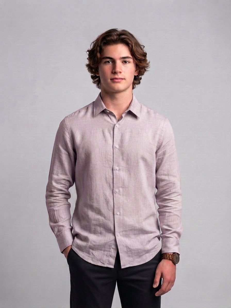 Men's Classic Poly-Linen Solid Shirt - Dusty Mauve