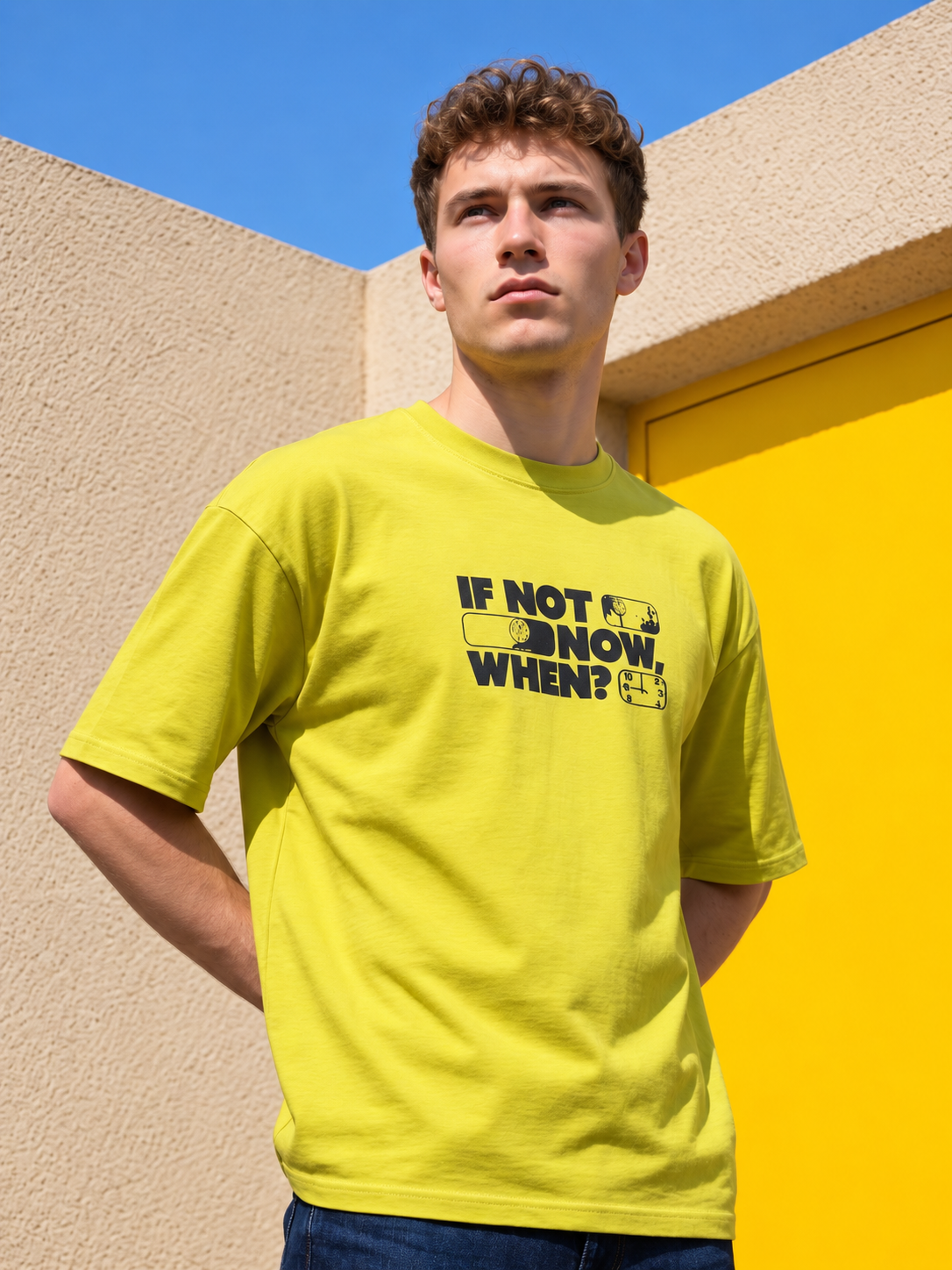 Men’s Graphic Oversized T-Shirt - Yellow