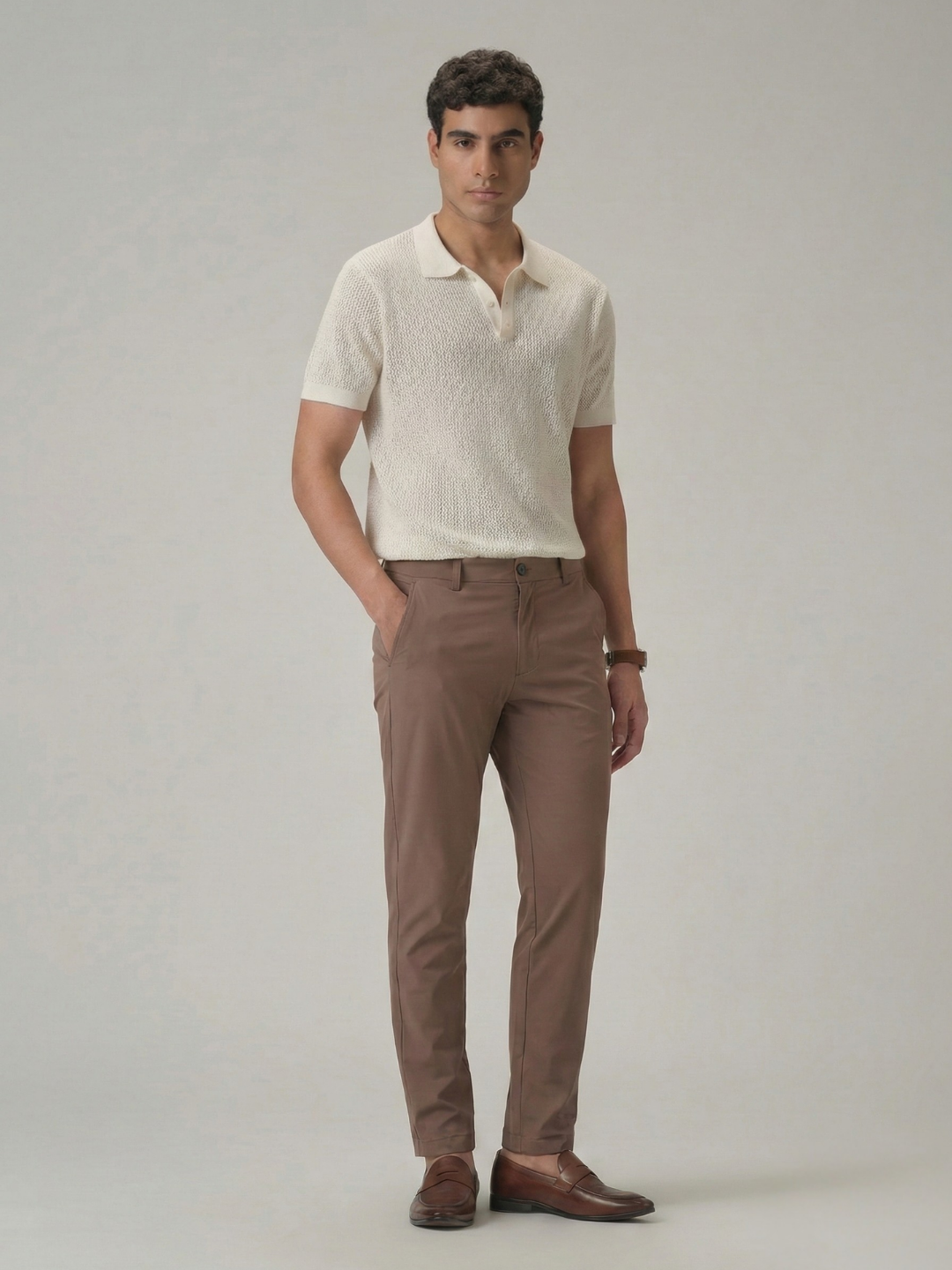 Men's Brown Smart Casual Trousers