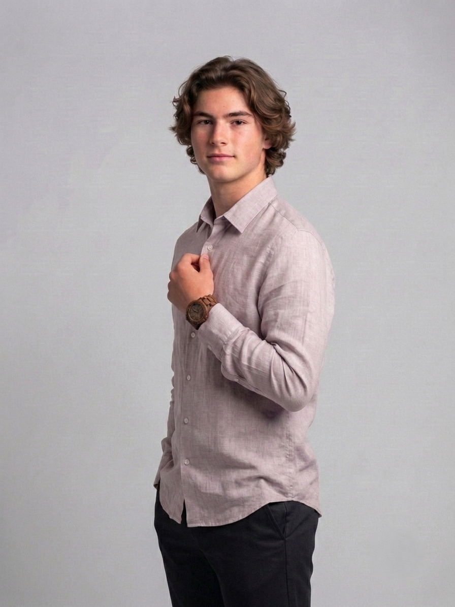 Men's Classic Poly-Linen Solid Shirt - Dusty Mauve