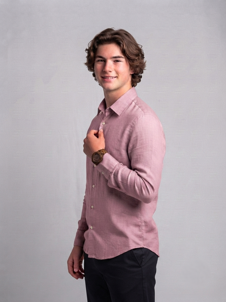 Men's Classic Poly-Linen Solid Shirt - Soft Rose Pink