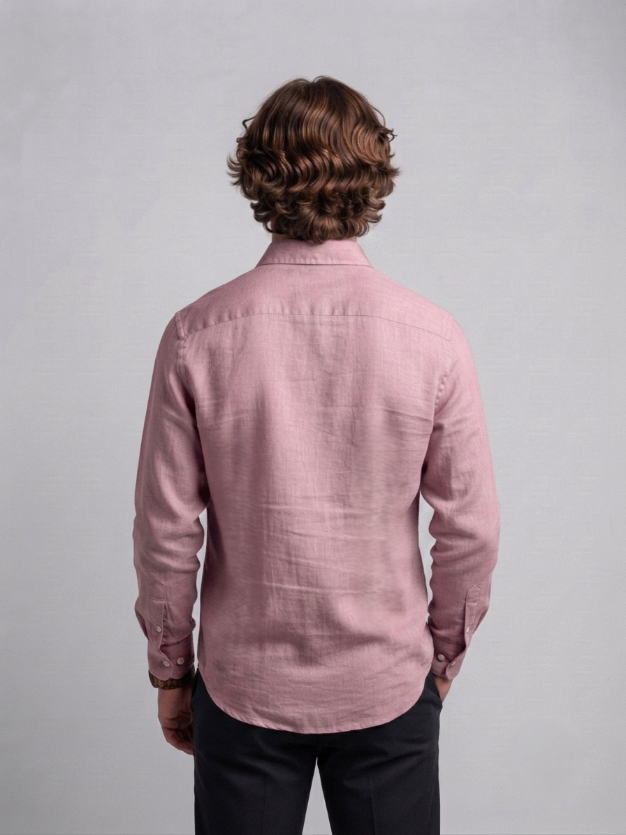 Men's Classic Poly-Linen Solid Shirt - Soft Rose Pink