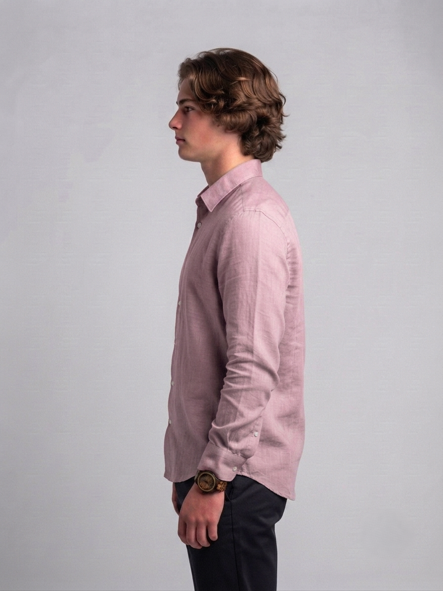 Men's Classic Poly-Linen Solid Shirt - Soft Rose Pink