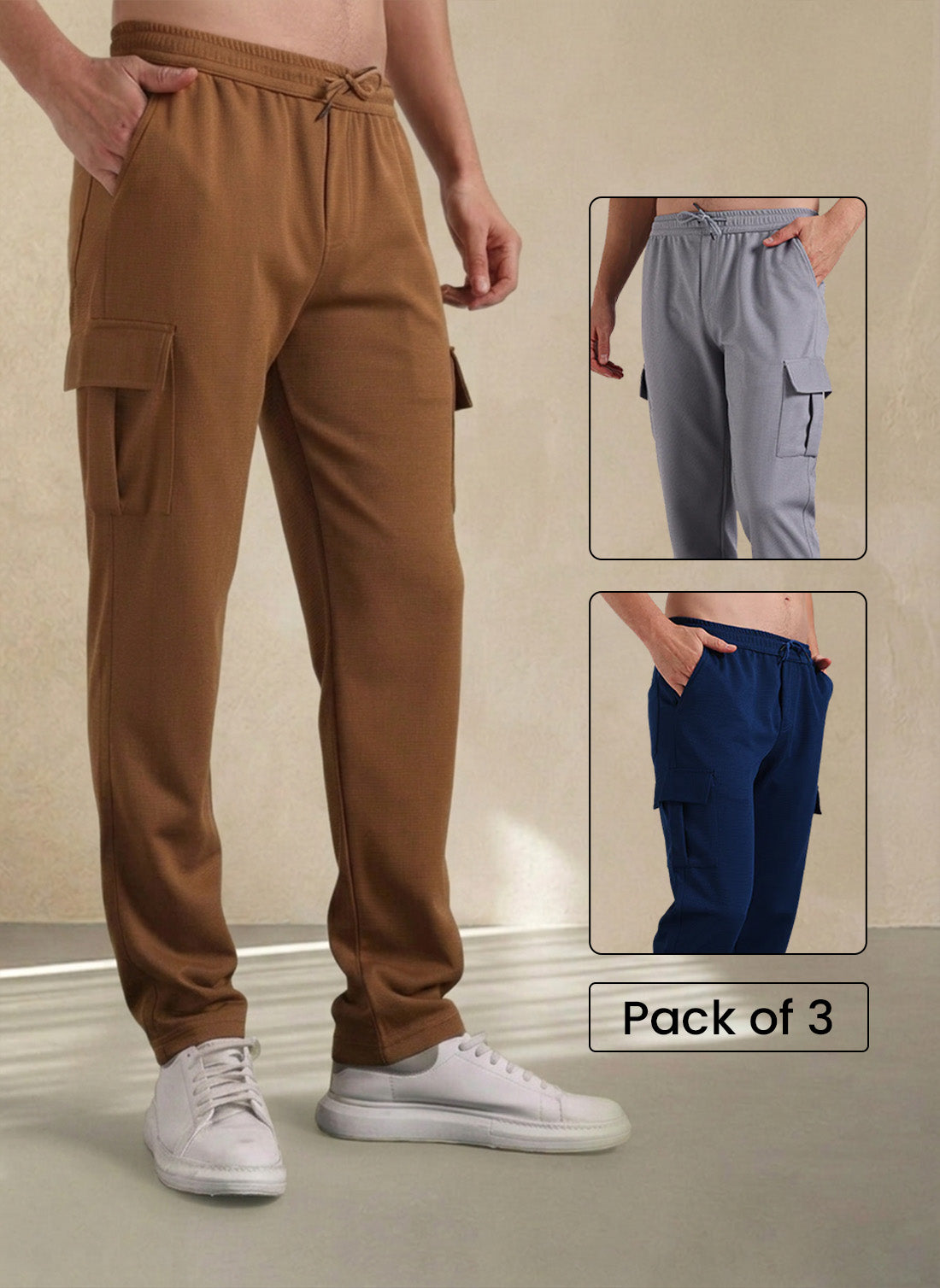 Pick any 3 Outer Mesh Cargo Track Pant Combo