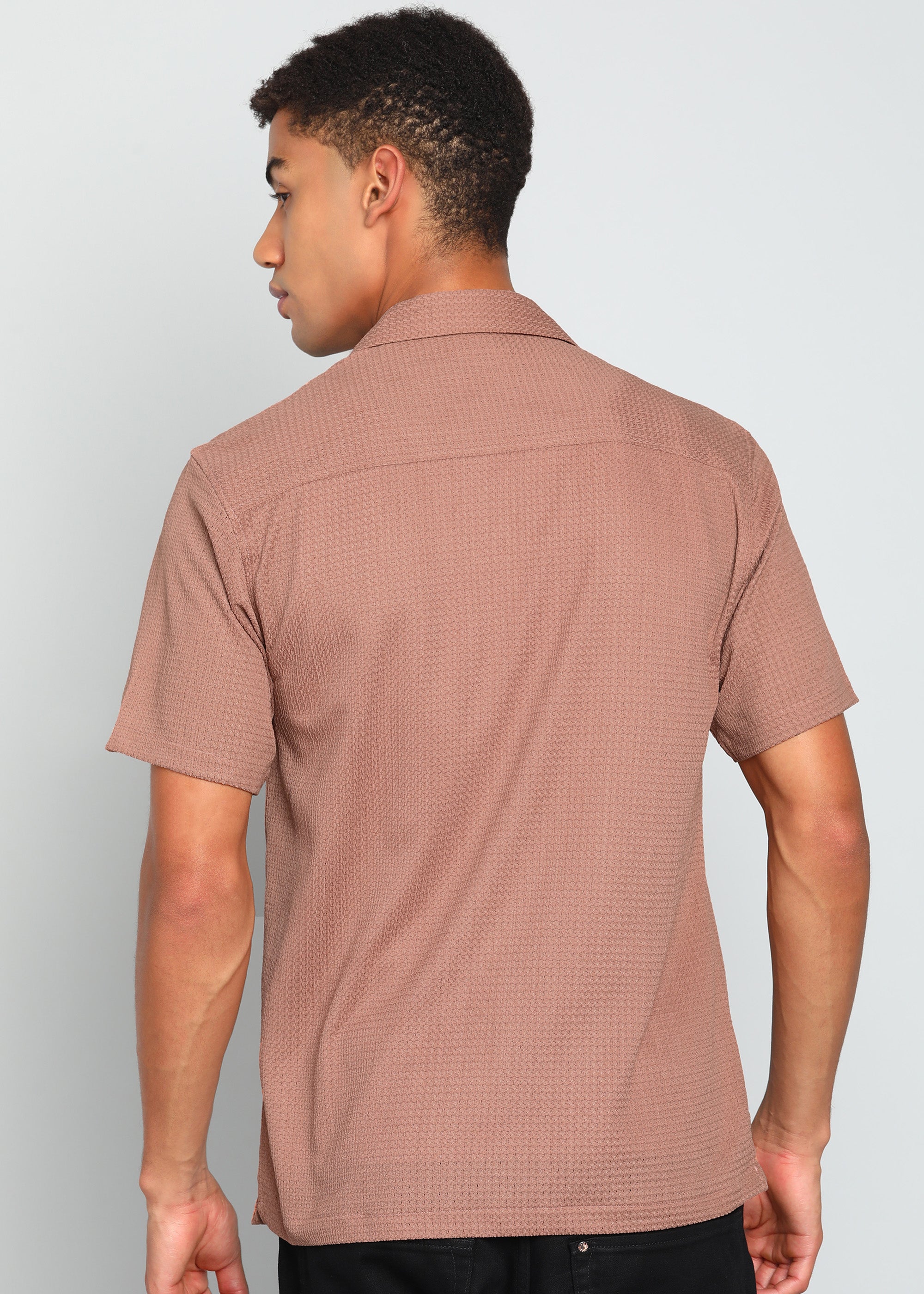 Men’s Dusty Rose Textured Resort Embroidery Shirt