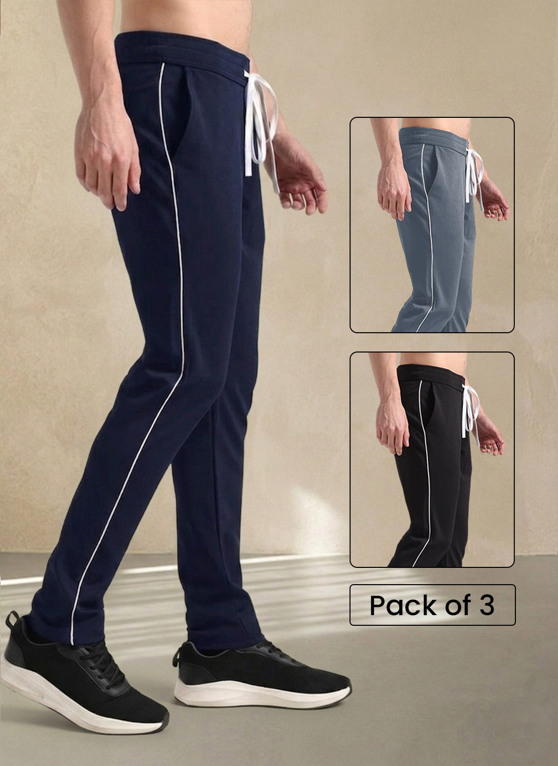 Pick any 3 Lycra Chinos Loose-Fit Track Pants Combo