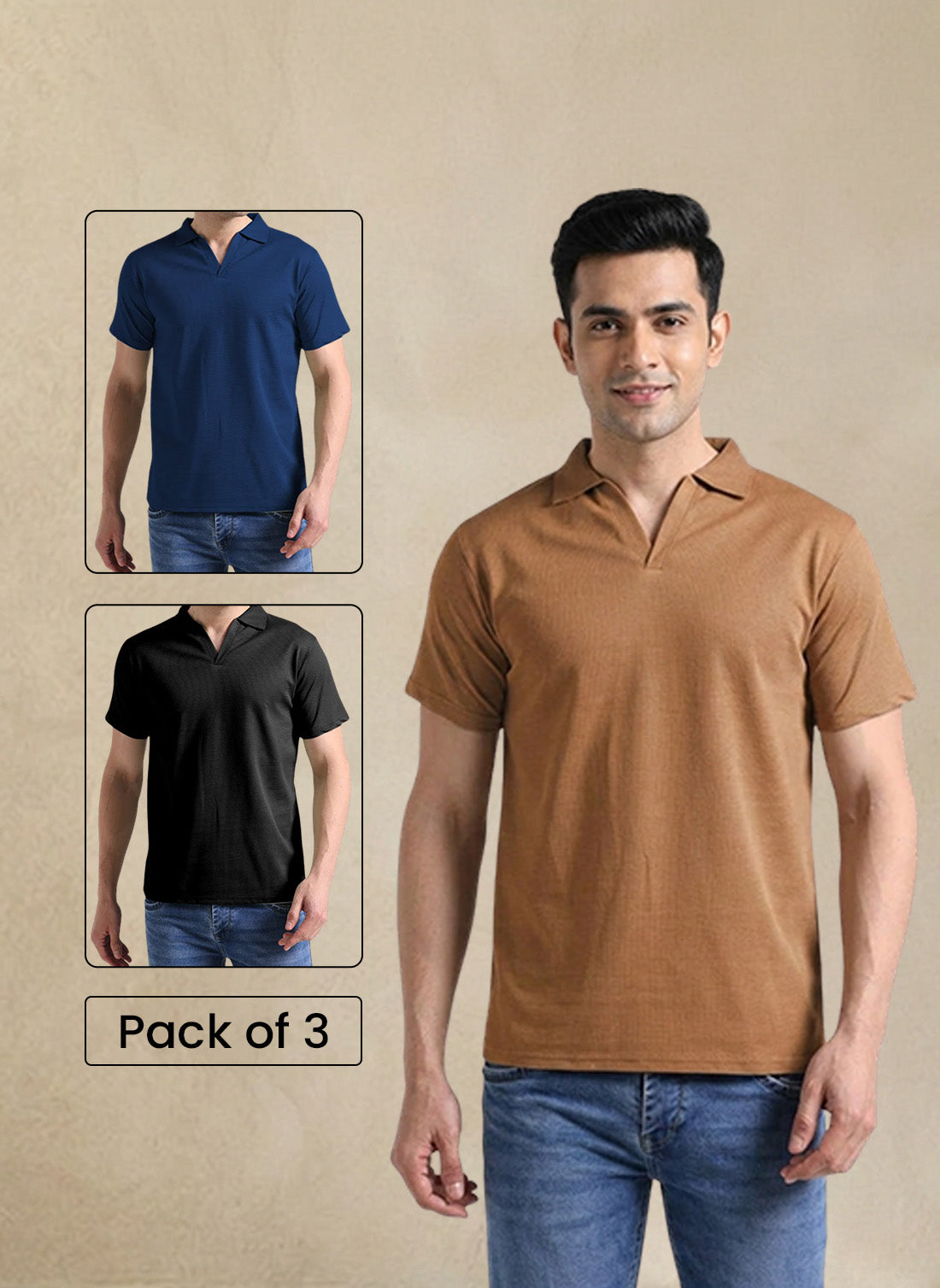 Pick any 3 Half Sleeve Polo T-Shirt Combo