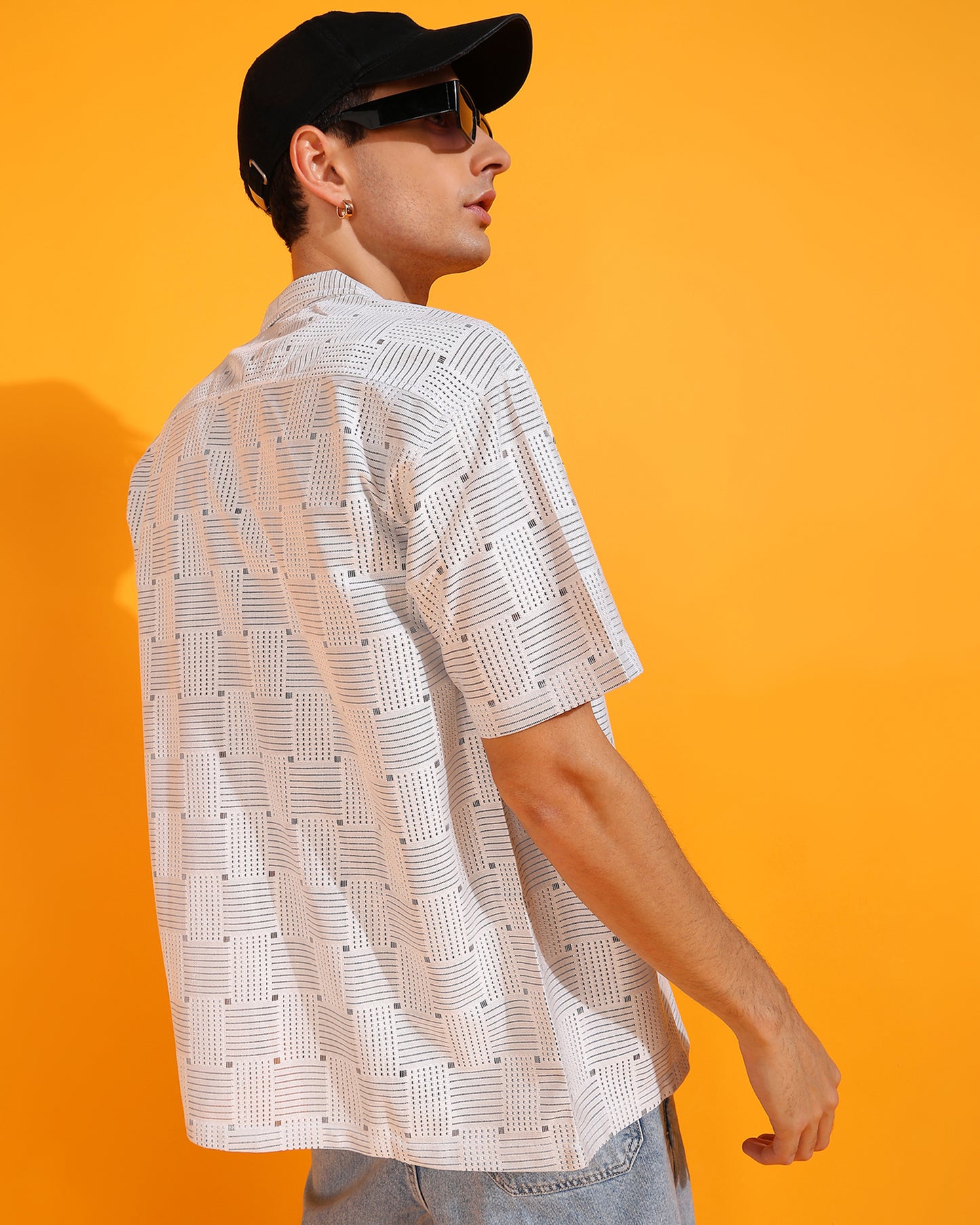 Elegant Square Self-Pattern Shirt