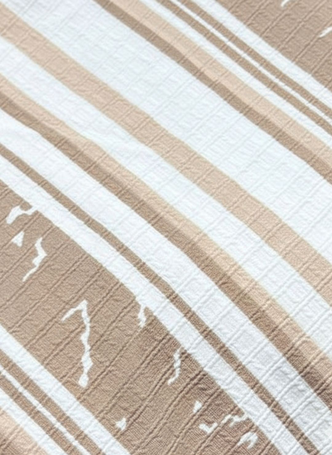 Men's Sand Beige Textured Multi-Color Striped