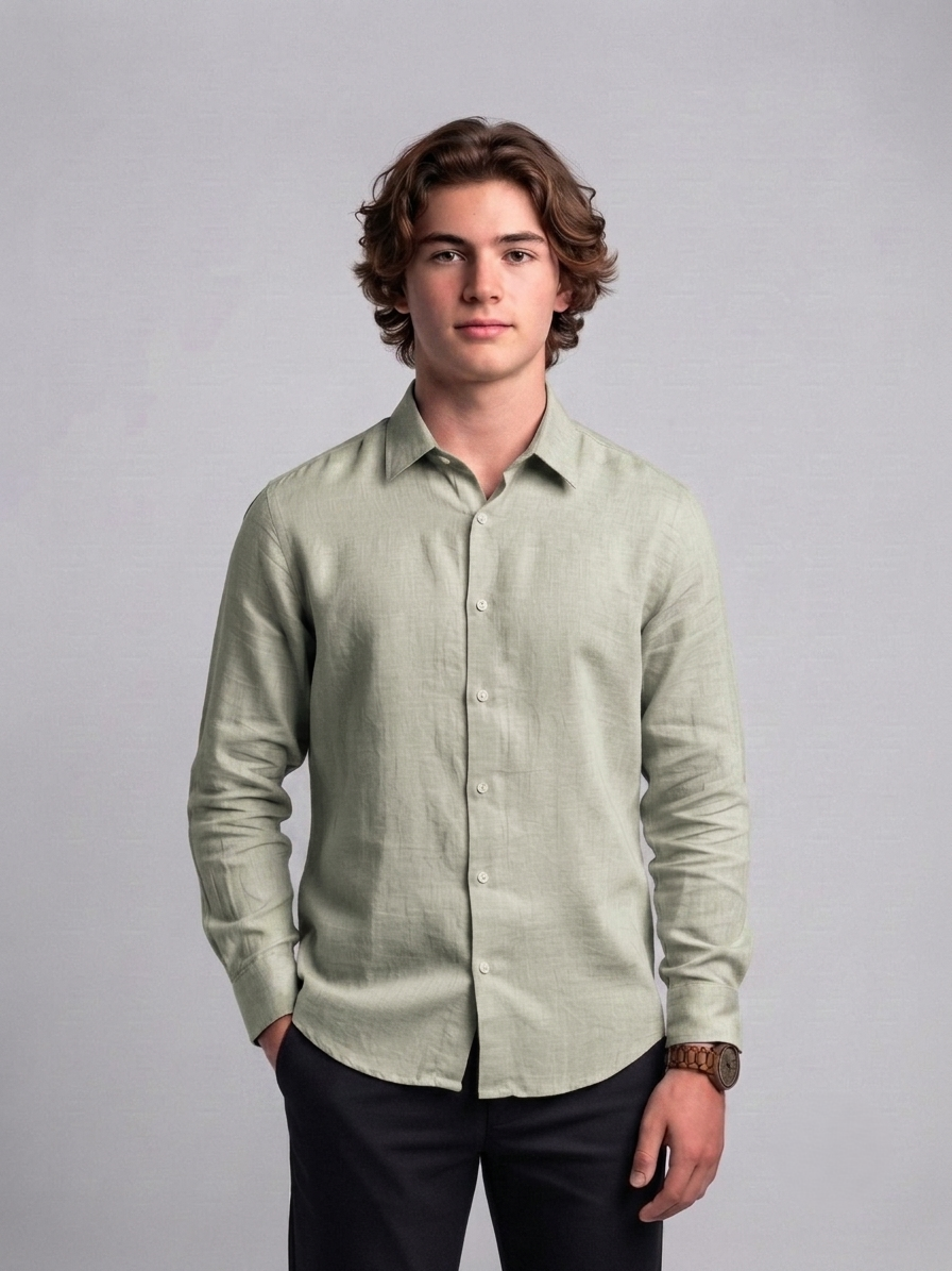 Men's Classic Poly-Linen Solid Shirt - Sage Green