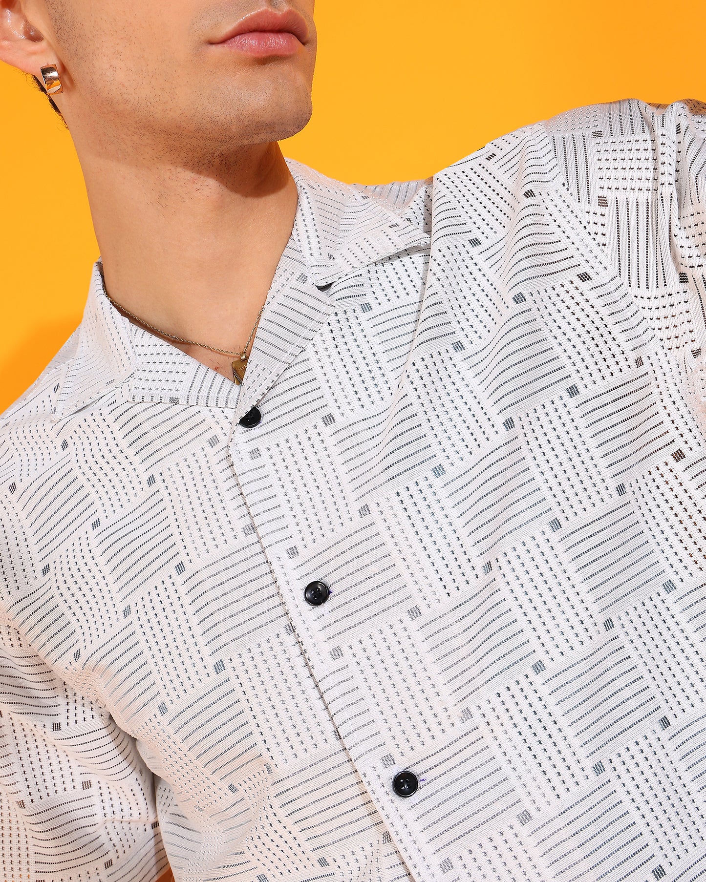 Elegant Square Self-Pattern Shirt